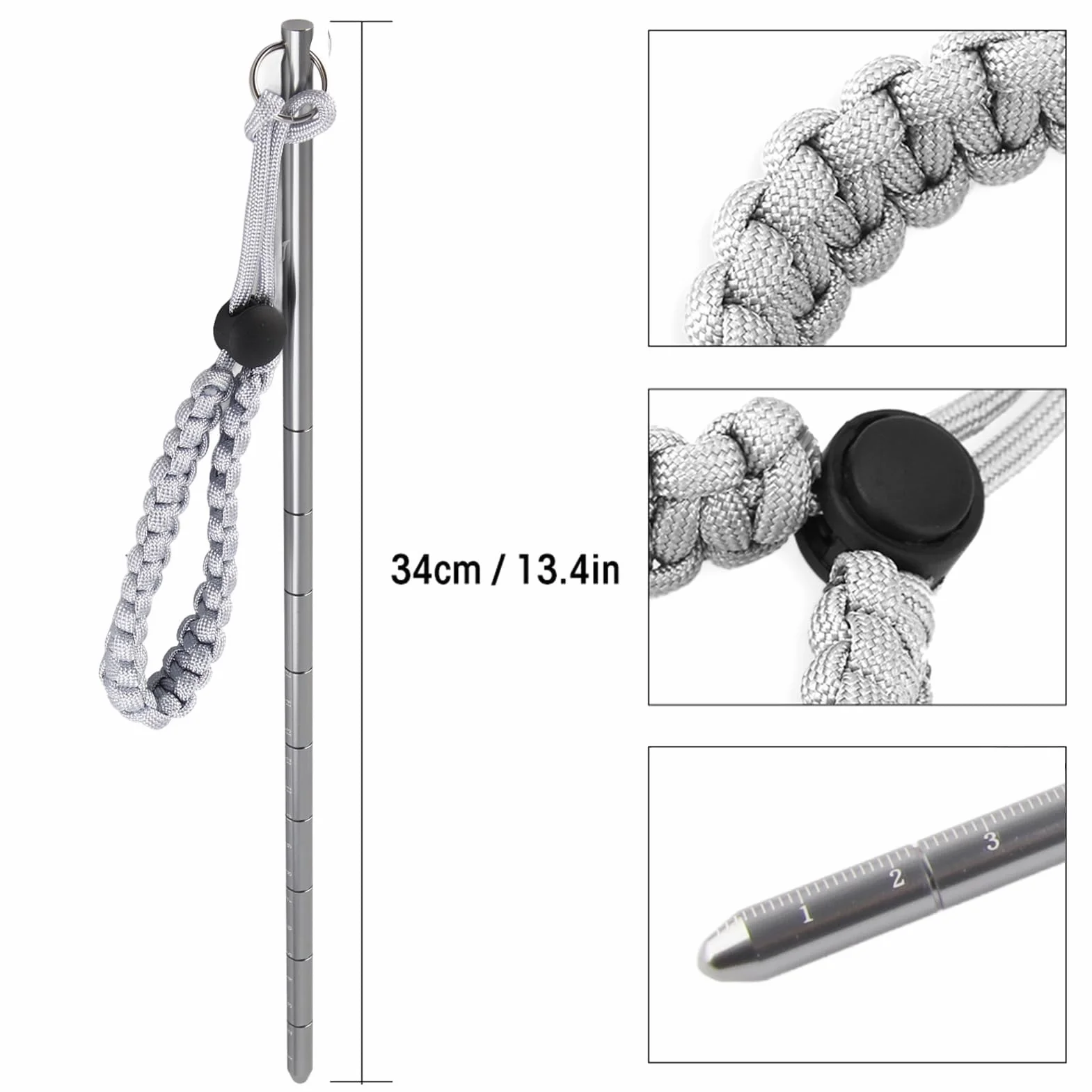 Alomejor Pointer Stick Rod Pointer Stick ze stopu aluminium Scuba Diving Noise Maker Stick Rod Pointer z regulowanym paskiem na nadgarstek (kolor szary)