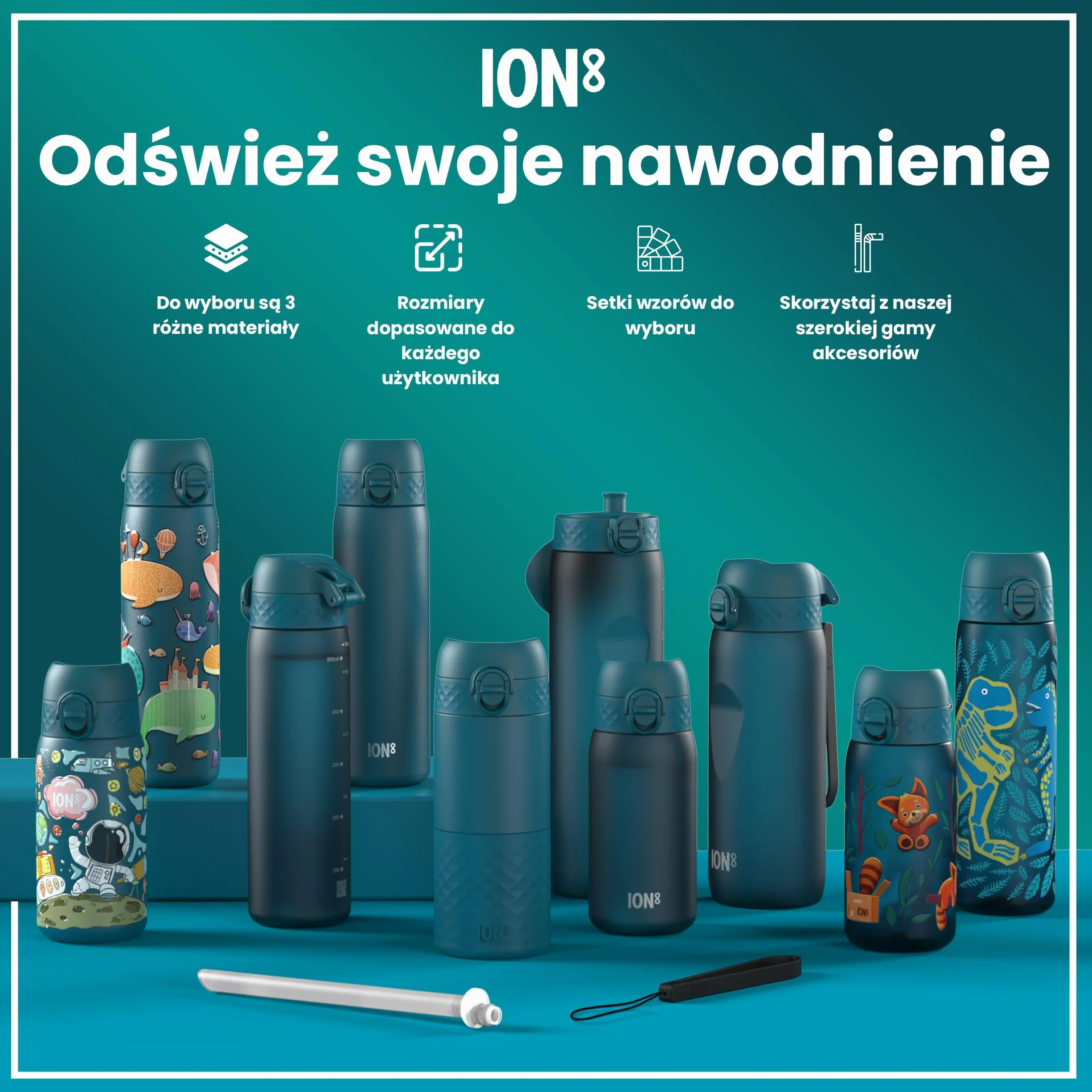 ION8 Butelka dla Dzieci 350 ml Szczelna Bez BPA Łatwa do Otwarcia Pojazd Ratunkowy