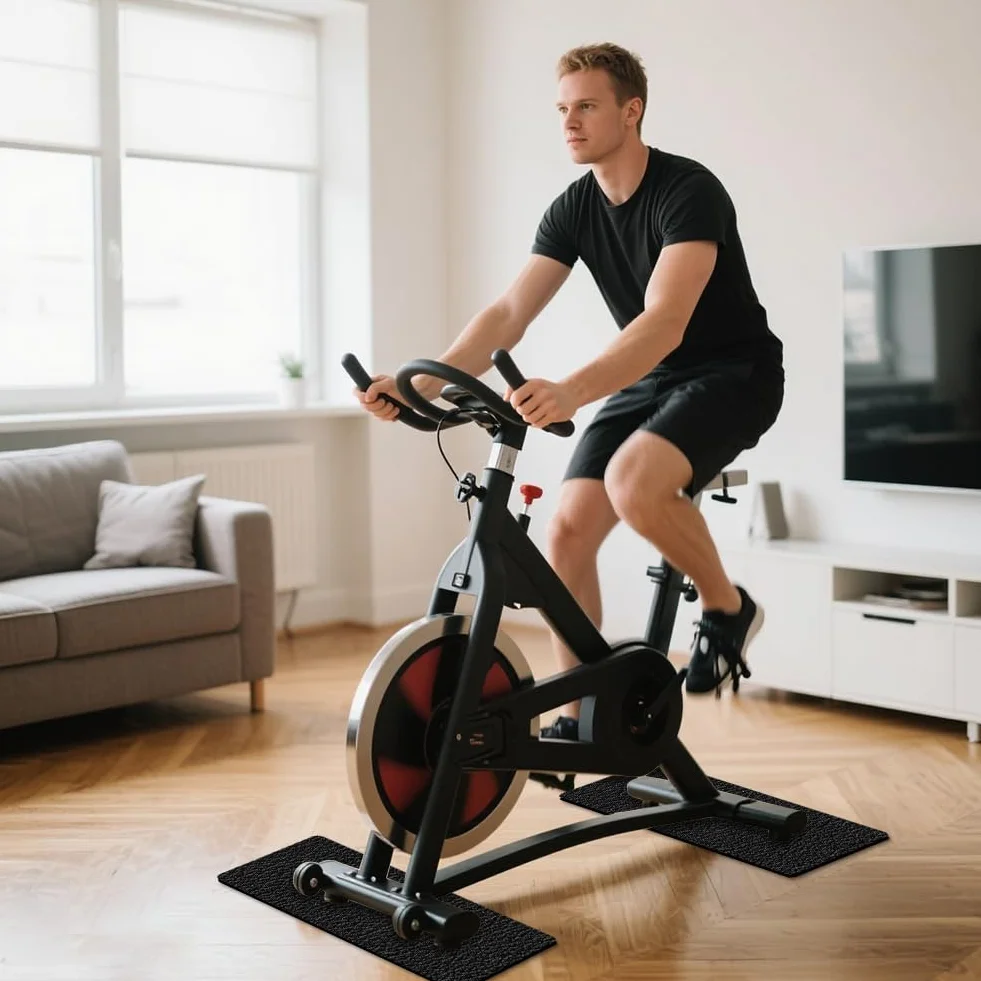 Mata ochronna na podłogę do sprzętu fitness 2-częściowy zestaw 70x28x0,6 cm antypoślizgowa amortyzująca PVC