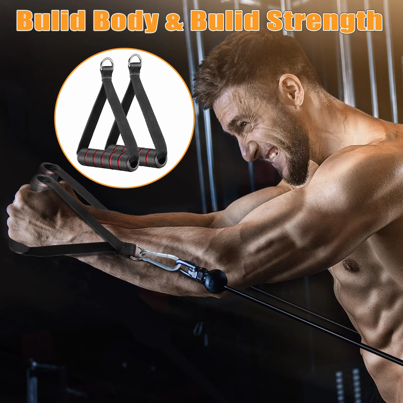 Fentar 2 szt. uchwyty do wciągów kablowych, ergonomiczne uchwyty fitness do taśm fitness lub taśm do podciągania, antypoślizgowe uchwyty do podciągania, akcesoria siłowni, uchwyty linowe z 2 klamrami