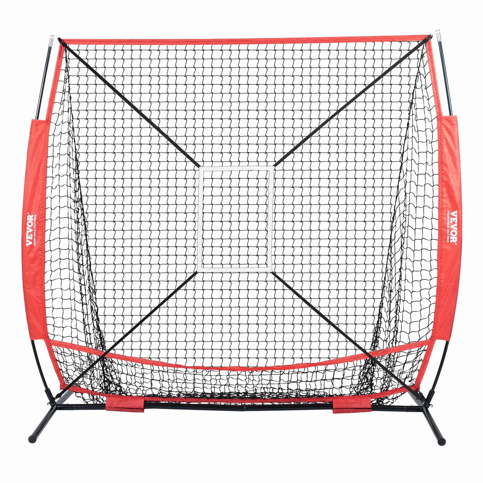 VEVOR 2,1 x 2,1 m siatka treningowa do softballu, przenośna siatka treningowa do uderzania, łapania mrugnięcia, sprzęt baseballowy, pomoce treningowe ze strefą uderzenia (Tylko netto)
