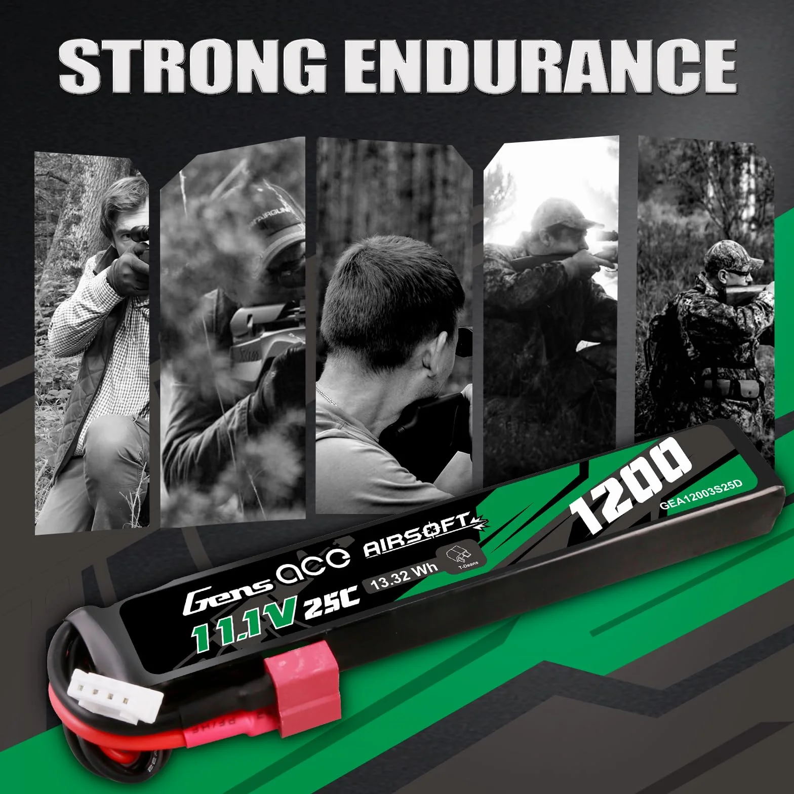 Gens ace 3S 1200 mAh 11,1 V 25C Lipo Airsoft akumulator z Deans T