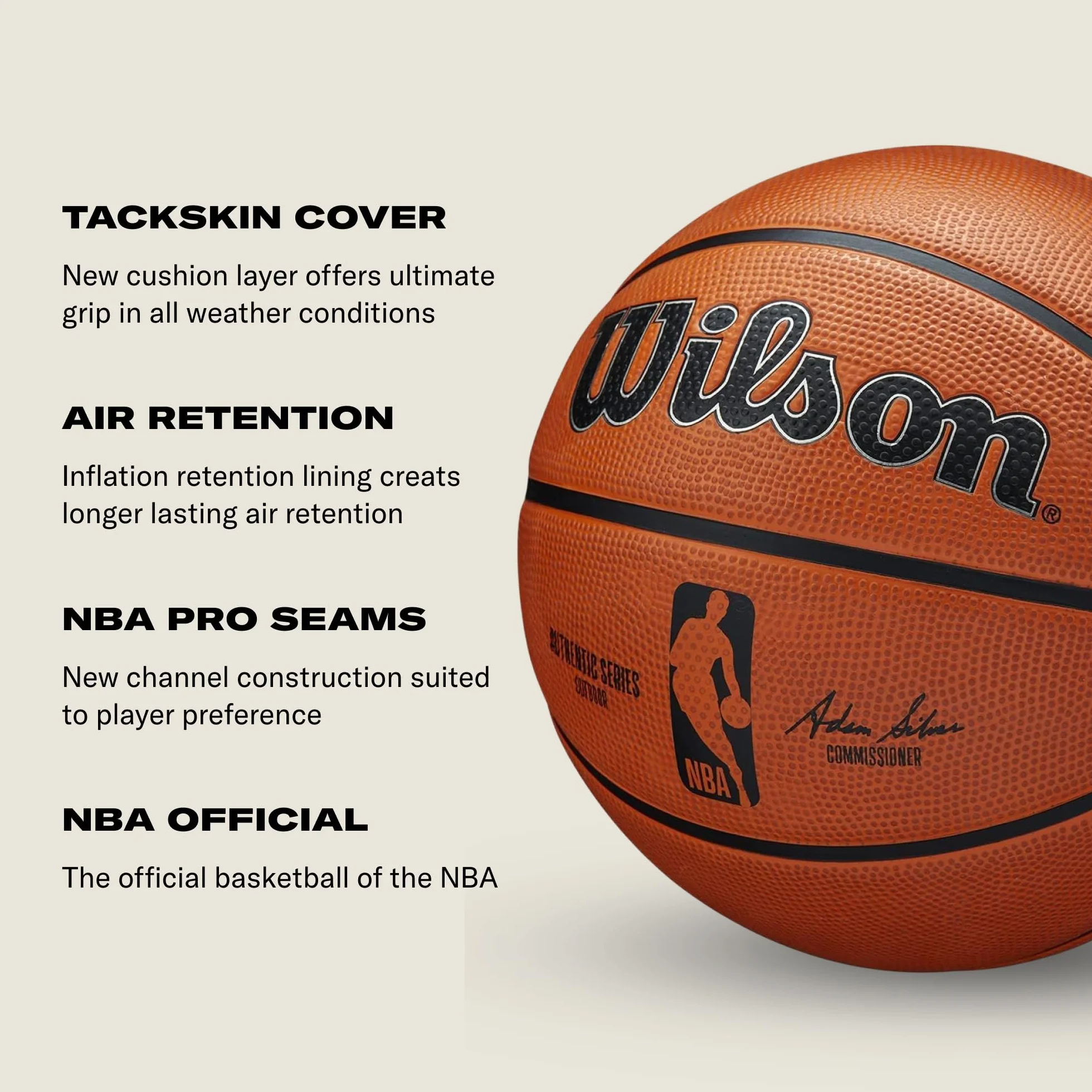 Wilson NBA Authentic Series Outdoor Koszykówka WTB7300ID07 Brązowy Rozmiar 7