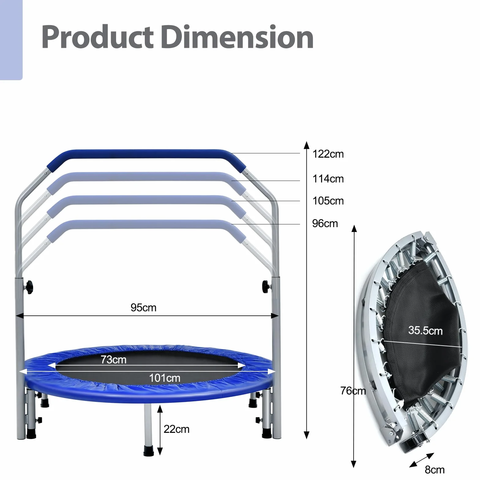 LIFEZEAL Składana trampolina Mini Bouncer Ø 101 cm 150 kg