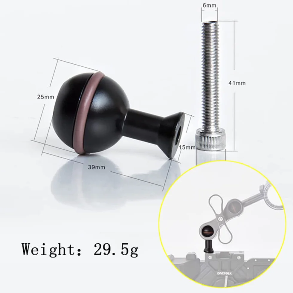 M6 Tread Ball Head for DIVEVOLK Underwater Housing