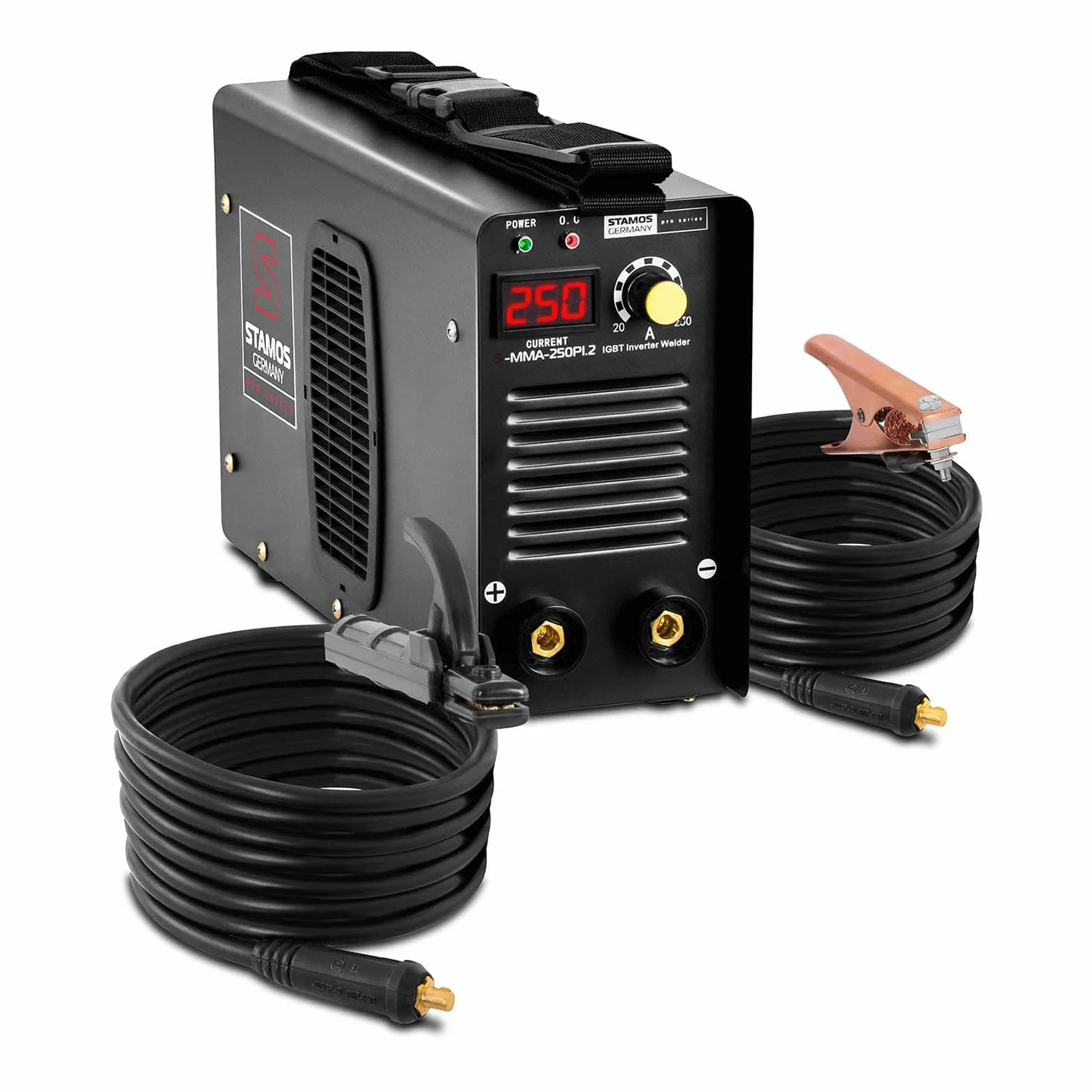 Stamos Welding Group S-MMA-250PI.2 Spawarka MMA inwertorowa 250 A 230 V 1,6-4 mm przewody 8 m