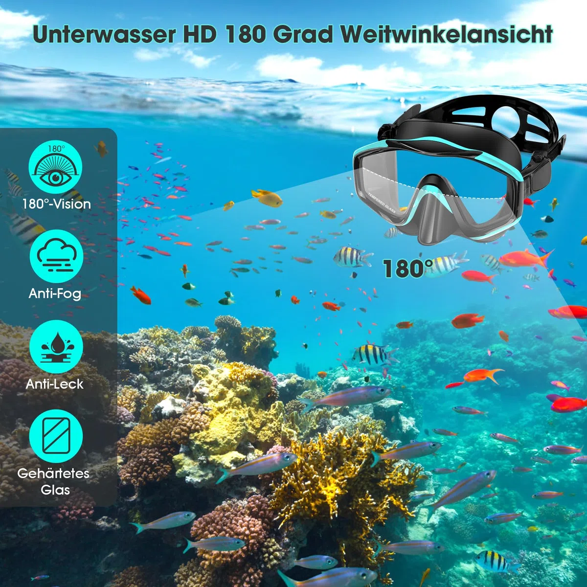 Nigecue Zestaw do snorkelingu dla dorosłych, z okularami do nurkowania i fajką Dry Fajka, maska zapobiegająca przeciekaniu, z hartowanego szkła, do nurkowania, pływania i nurkowania
