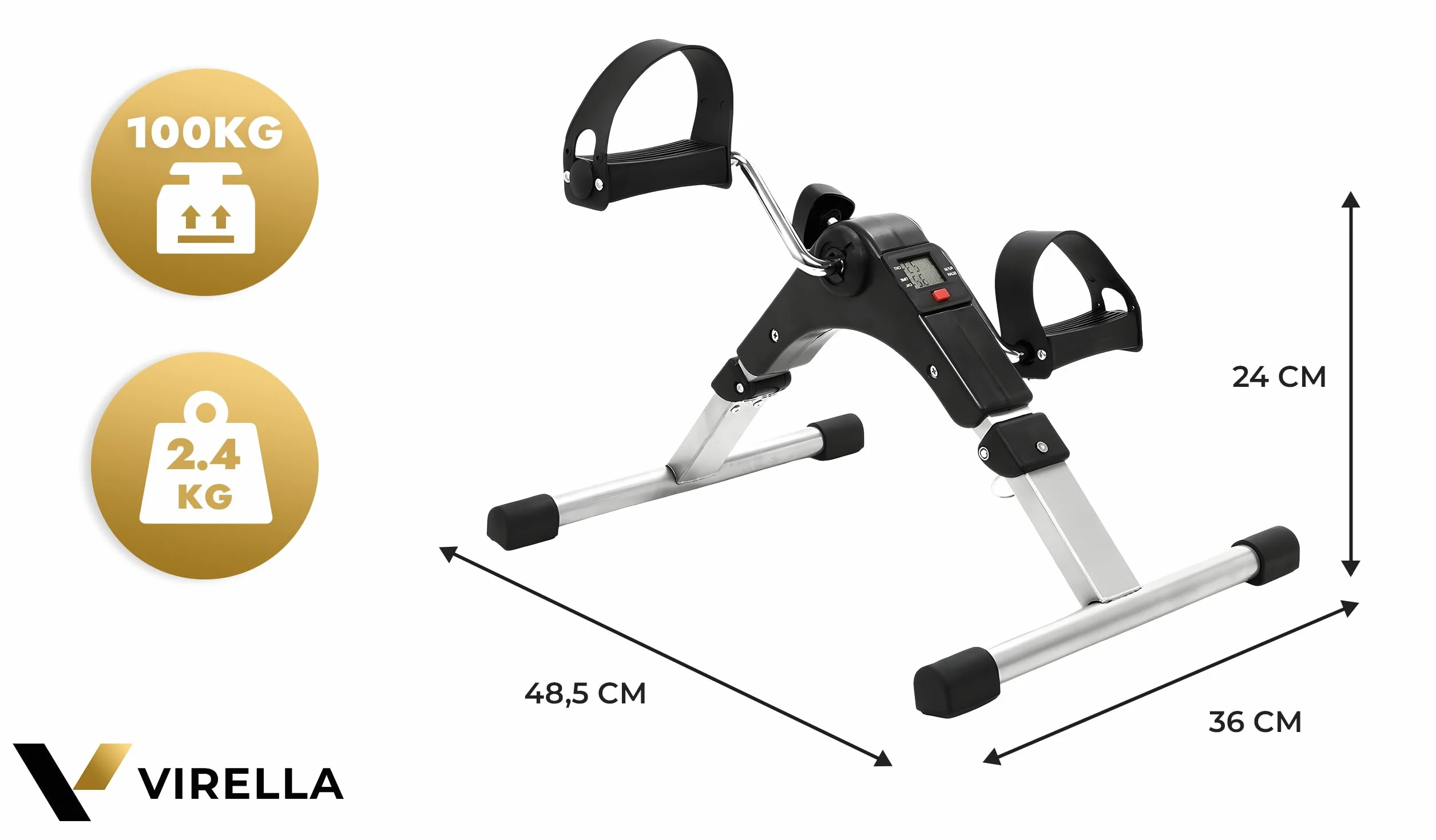 Virella Mini rower treningowy przenośny ćwiczący siłownia fitness noga ramię trening regulowany opór z wyświetlaczem LCD dla kobiet i mężczyzn