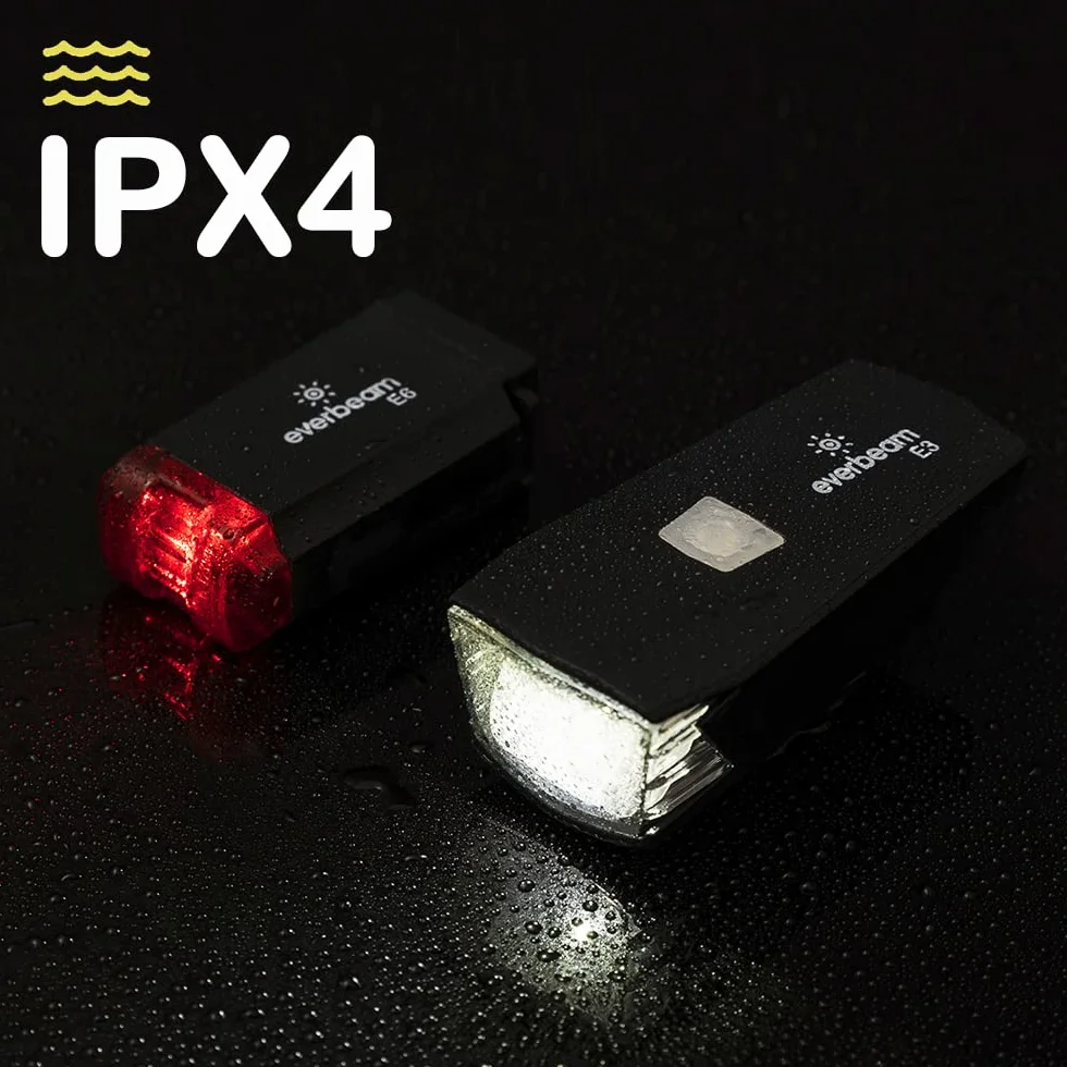 Everbeam E9 LED Front i Tylny Sветлоść - StVZO Rechargeable Headlight i Tail Light dla Noat Jazdy - Bezpieczeństwo dla Samochodów