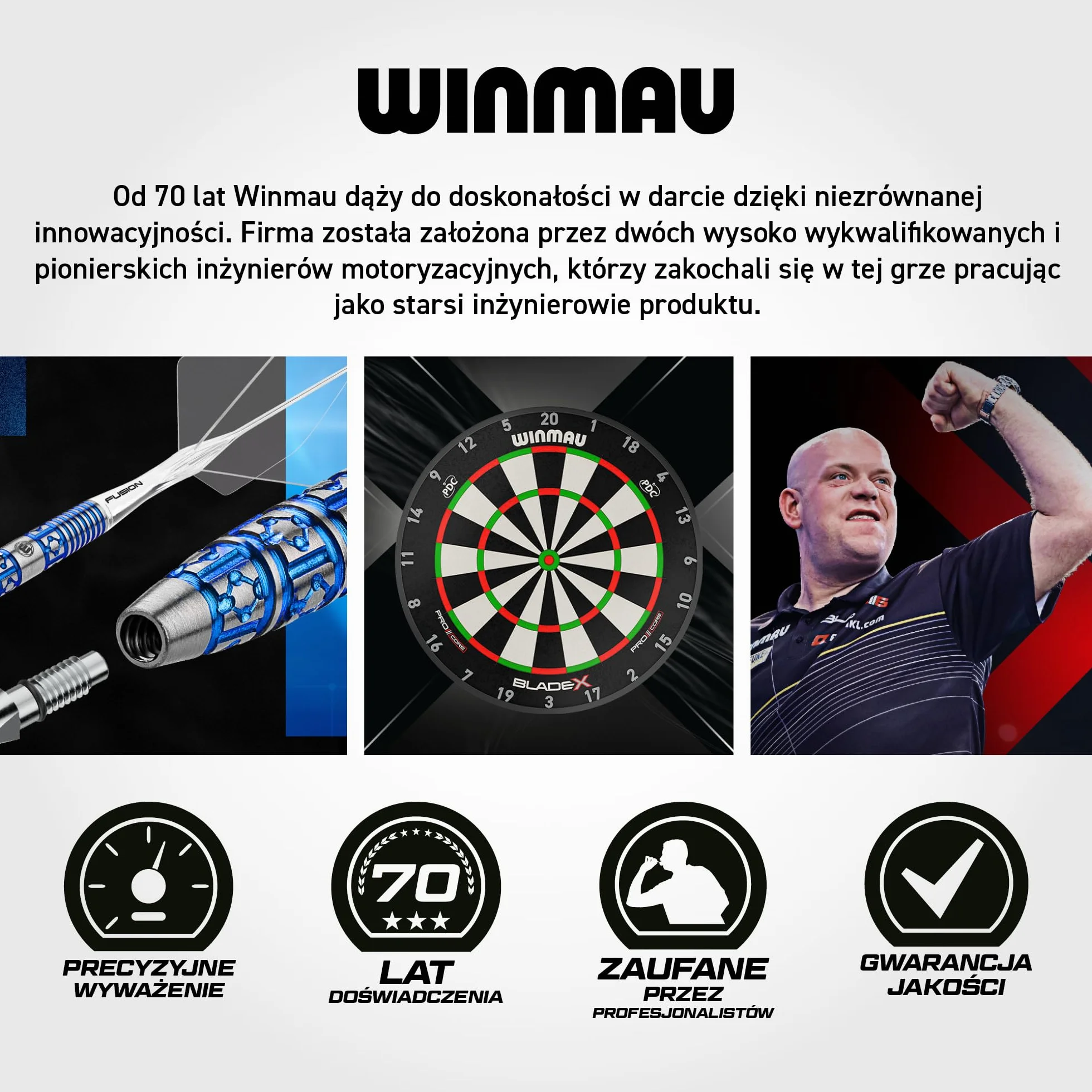 Winmau Blackout rzutki 90% wolframu, miękka końcówka – prosta rowkowana lufka