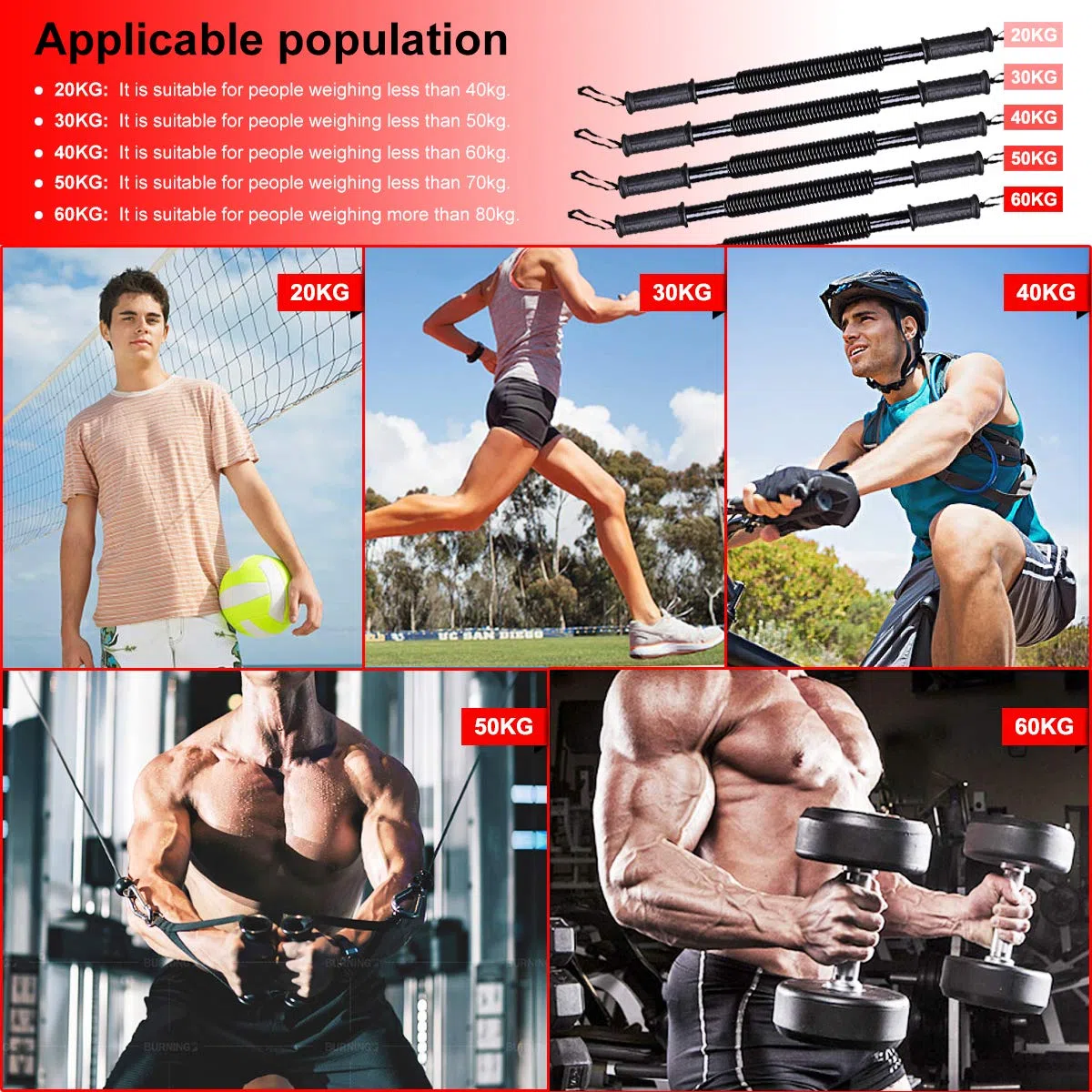 DOBEN Profesjonalna sprężyna królewska hantla do treningu siłowego, fitnessu, 20 kg, 30 kg, 40 kg, 50 kg, 60 kg, przyrząd do treningu ramion