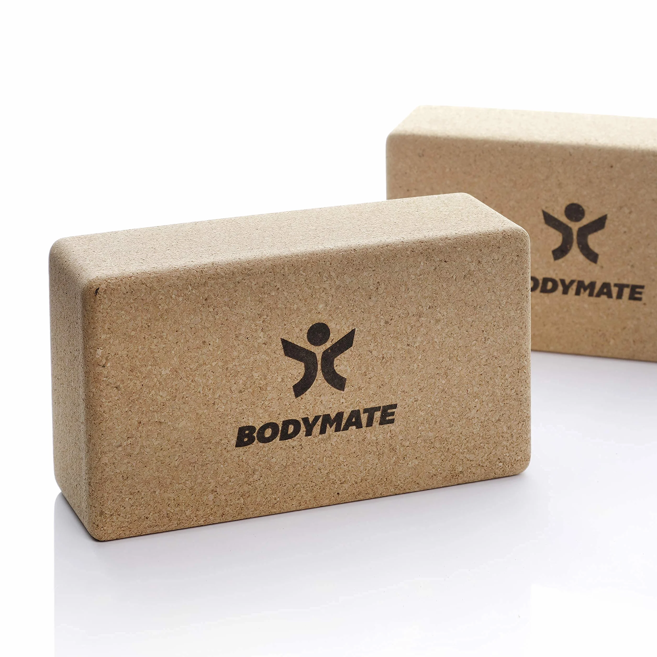 BODYMATE – kostki do jogi z korka – zestaw 2 szt., z naturalnego, w 100% ekologicznego korka – do asan, medytacji, ćwiczeń relaksacyjnych, dla początkujących i profesjonalistów – 22 x 12 x 7,5 cm