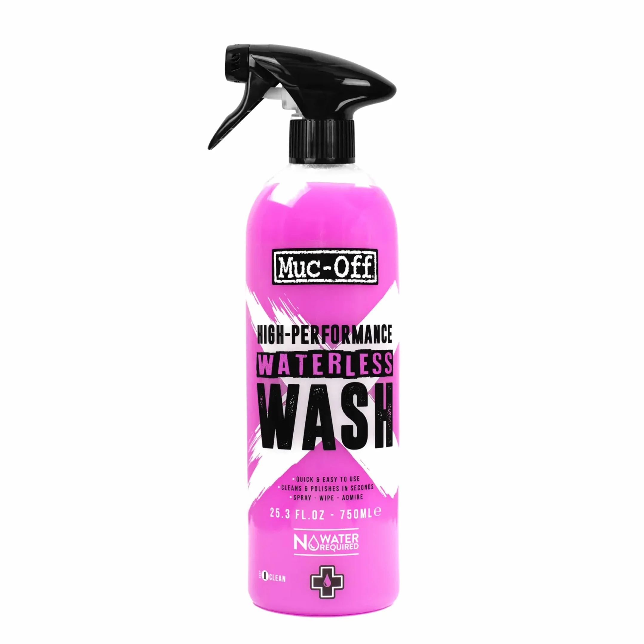 Muc-Off Waterless Wash, 750ml – Spray do Roweru do Mycia i Odtłuszczania bez Spłukiwania – Dwufunkcyjny Polerujący Płyn do Mycia Roweru i Motocykla