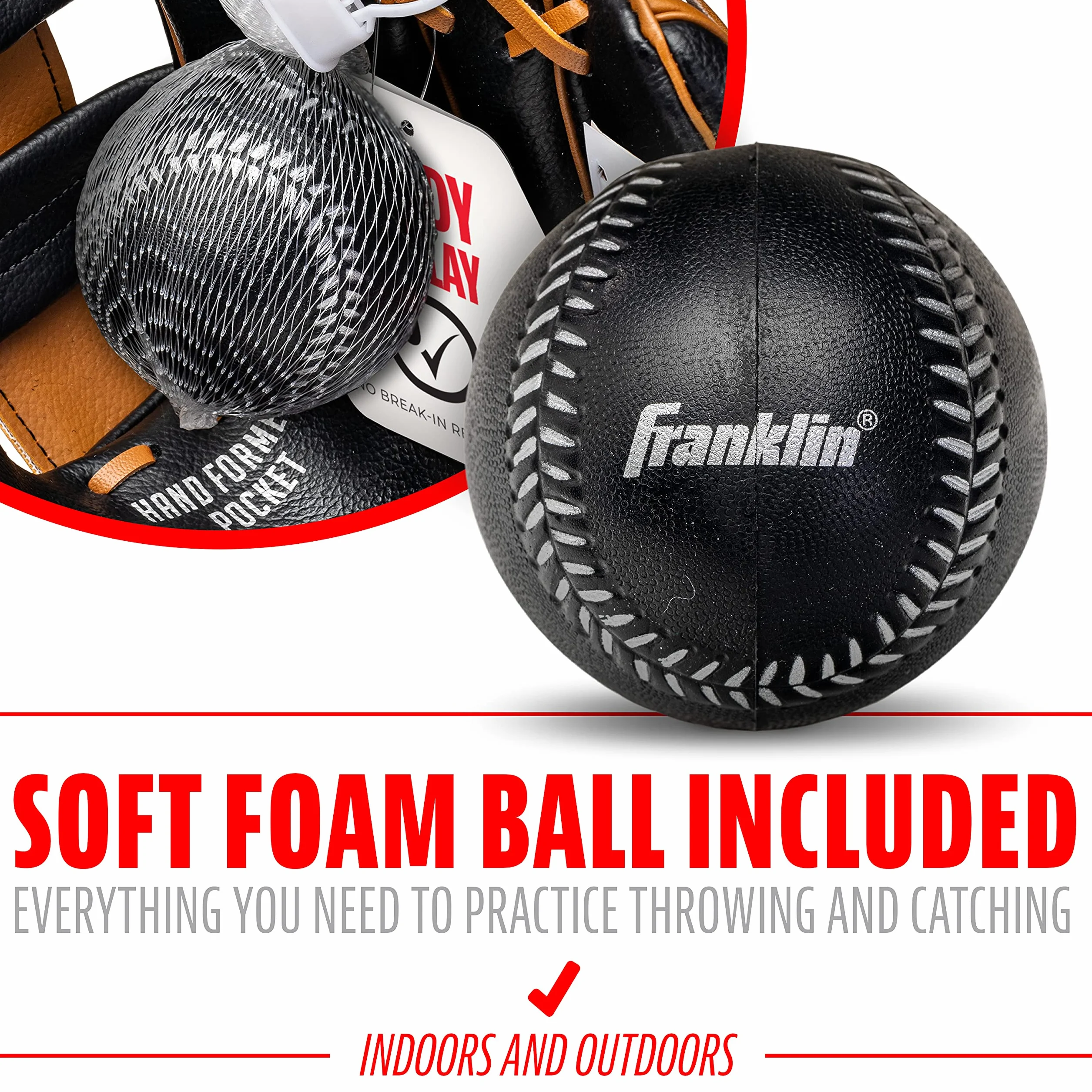Franklin Sports RTP Youth Teeball zestaw rękawiczek baseballowych dla chłopców i dziewcząt, 24 cm
