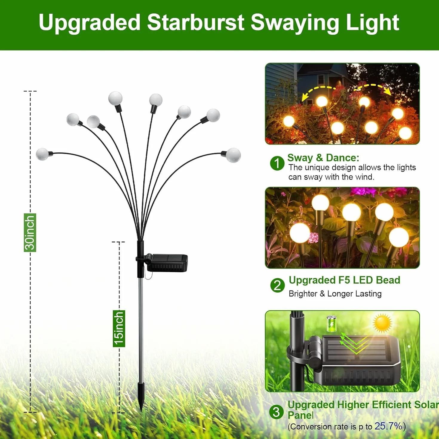 Lampy solarne LED 4 sztuki IP65 ciepła biel do ogrodu na zewnątrz