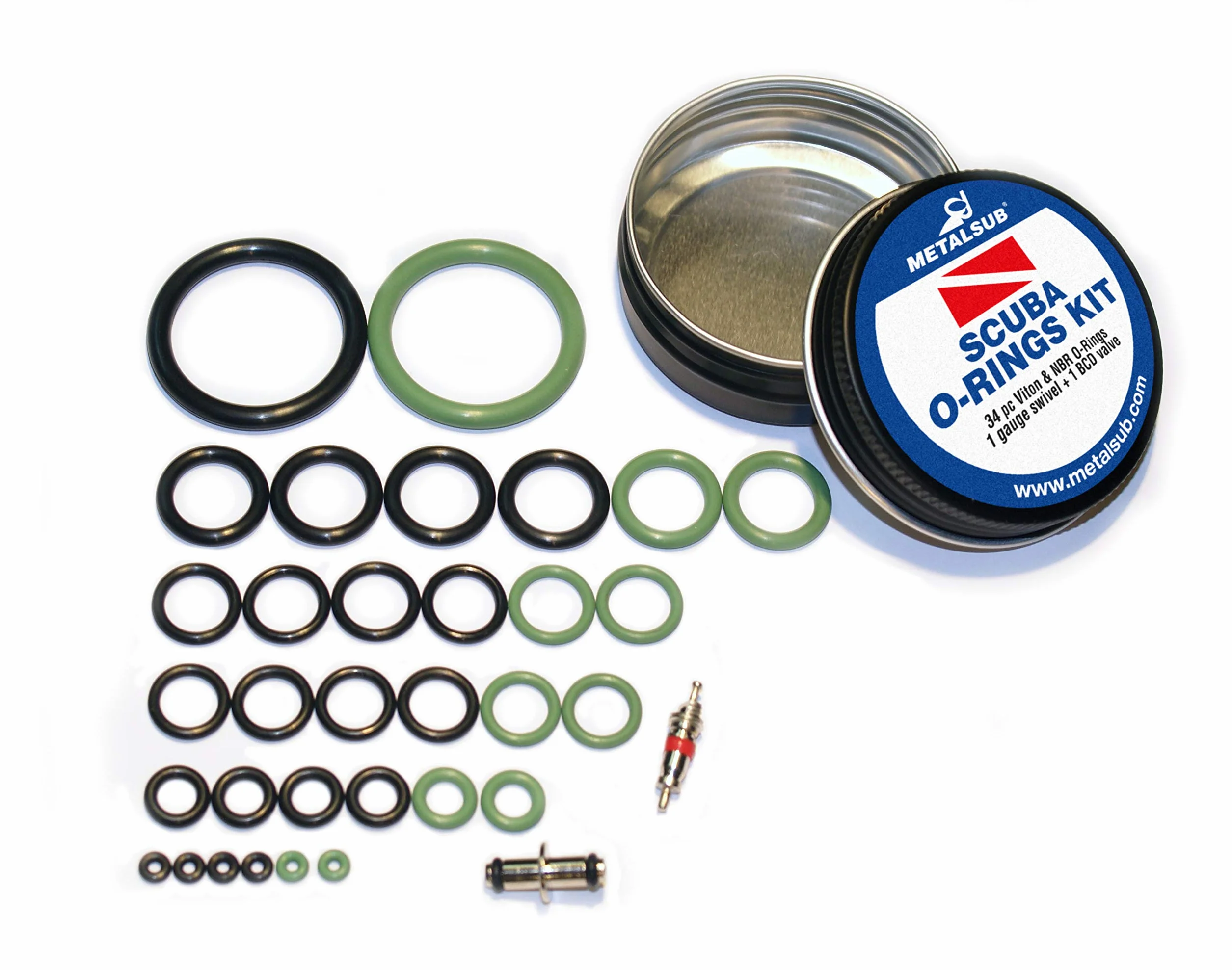 O Ringe Tauchen KIT, Air & Nitrox 34 stücke METALSUB