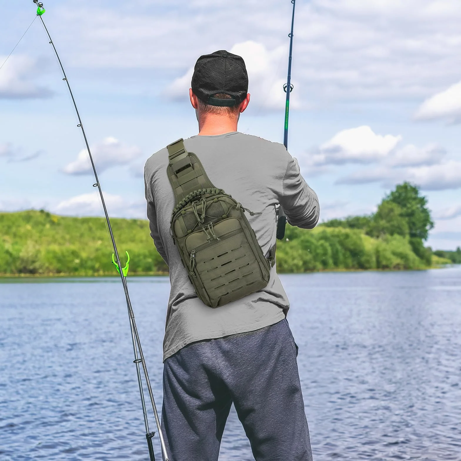 HUNTVP Taktyczna torba na klatkę piersiową, wojskowa torba na ramię, wojskowa torba na klatkę piersiową, plecak Molle, torba crossbody, torba na ramię, mini dla mężczyzn, kobiet, podróże, wędrówki, na
