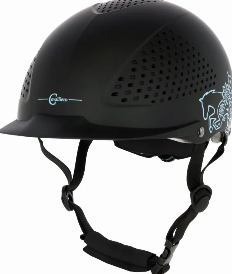Covalliero Kask jeździecki Beauty 2.0, 4-punktowe mocowanie, czarny, 52-54 cm