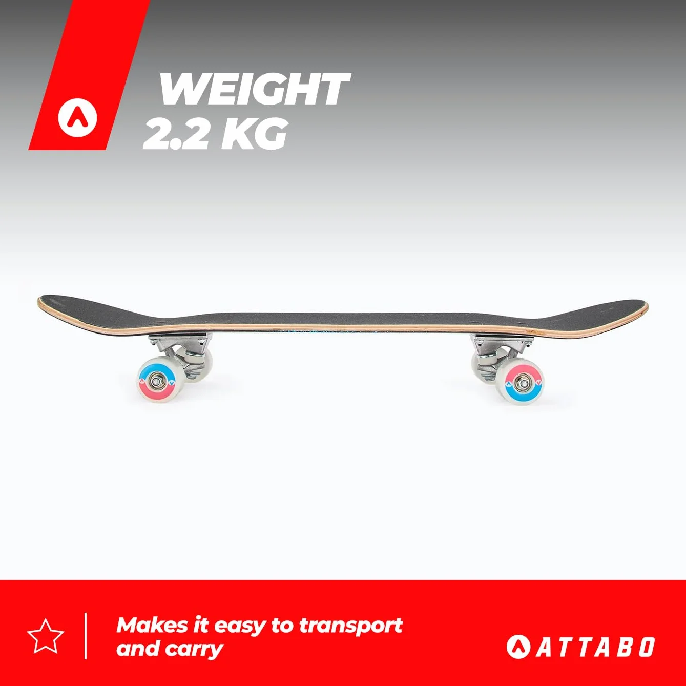 Deskorolka dla dorosłych ATTABO Ollie 8" x 31" 9-warstwowe drewno klonowe 5" aluminiowe osie 52 x 36 mm 78 A łożyska ABEC-7 antypoślizgowa