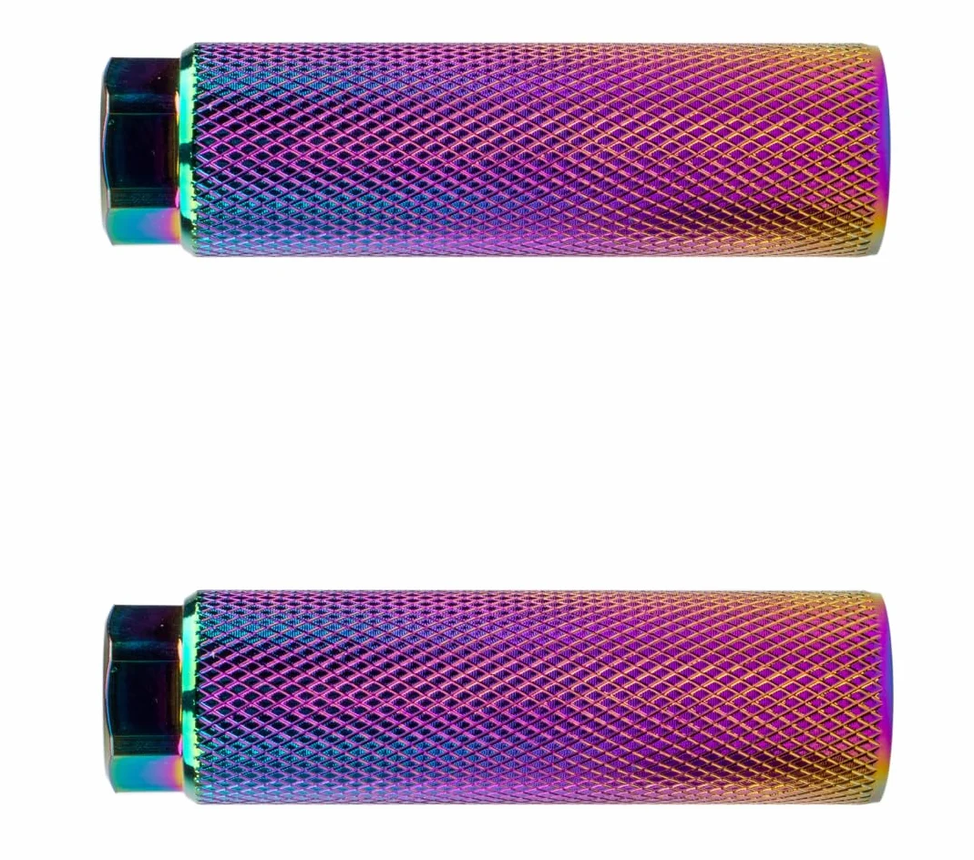 KINSPORY 3/8 cala - 26-zębowe kołki rowerowe ze stopu aluminium, tylne siedzenia, zestaw 2 szt. BMX peg, bIke peg(tęczowy)