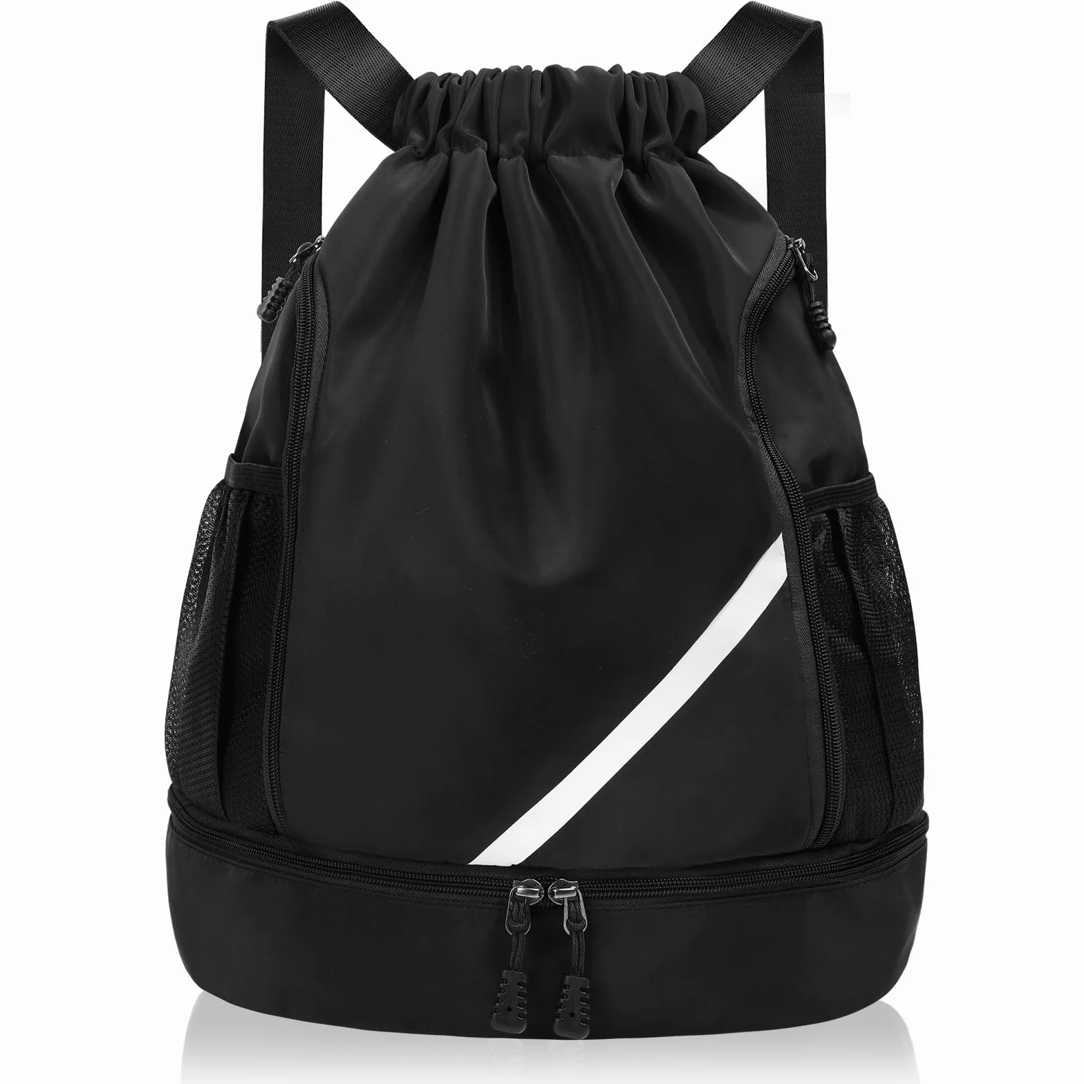 flintronic Modne plecaki sportowe, worek gimnastyczny, duża pojemność, torba sportowa, worek gimnastyczny, torba sportowa z kieszeniami z siatki na butelki z wodą, dla dorosłych, młodzieży