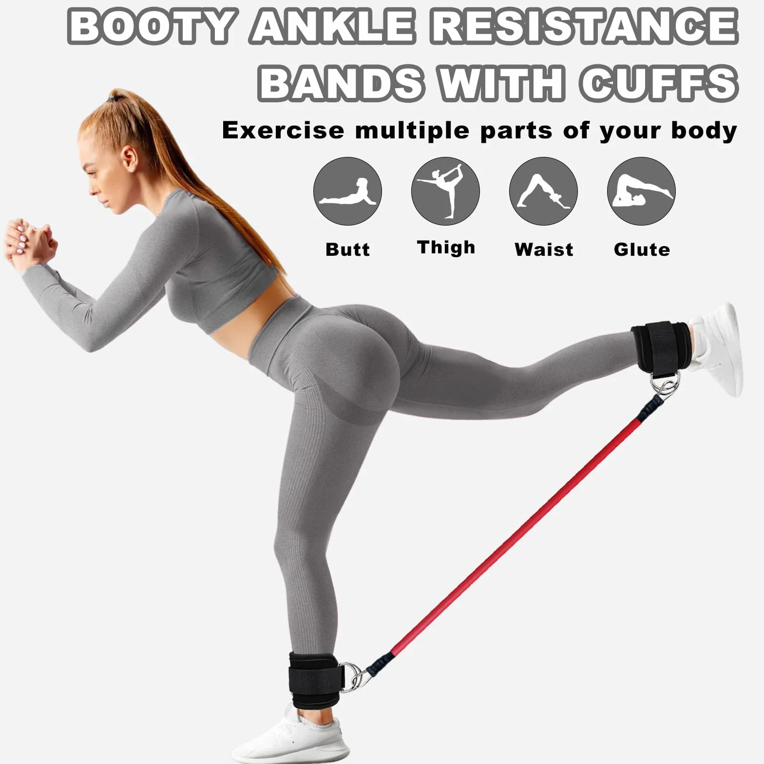 zestaw taśm oporowych z paskami na kostkę, dla kobiet, sprzęt do ćwiczeń na siłownię, do domu, pilatesu, bioder, fitnessu, treningu