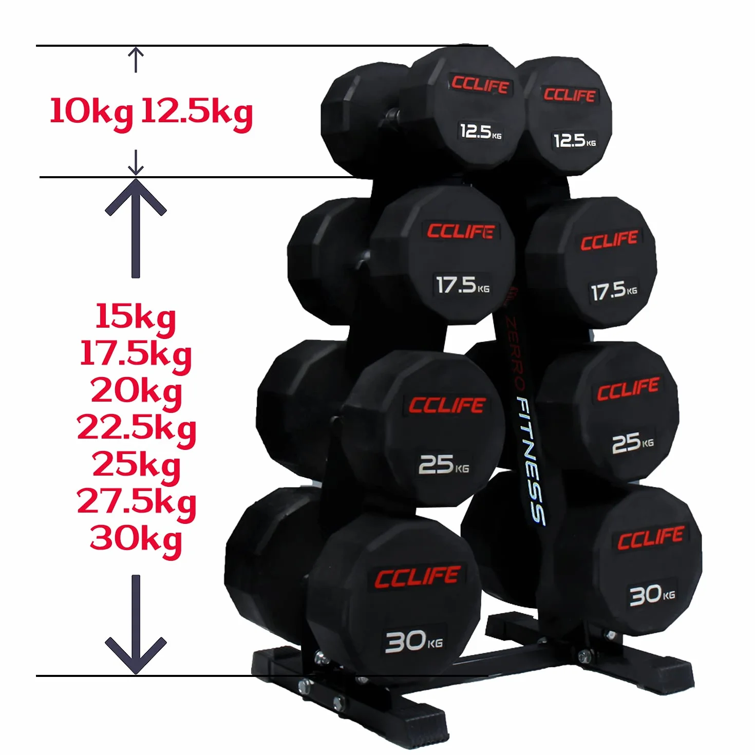 CCLIFE Stojak na hantle Krótkie stojaki na hantle Profesjonalna półka na hantle o maksymalnym obciążeniu do 300 kg.