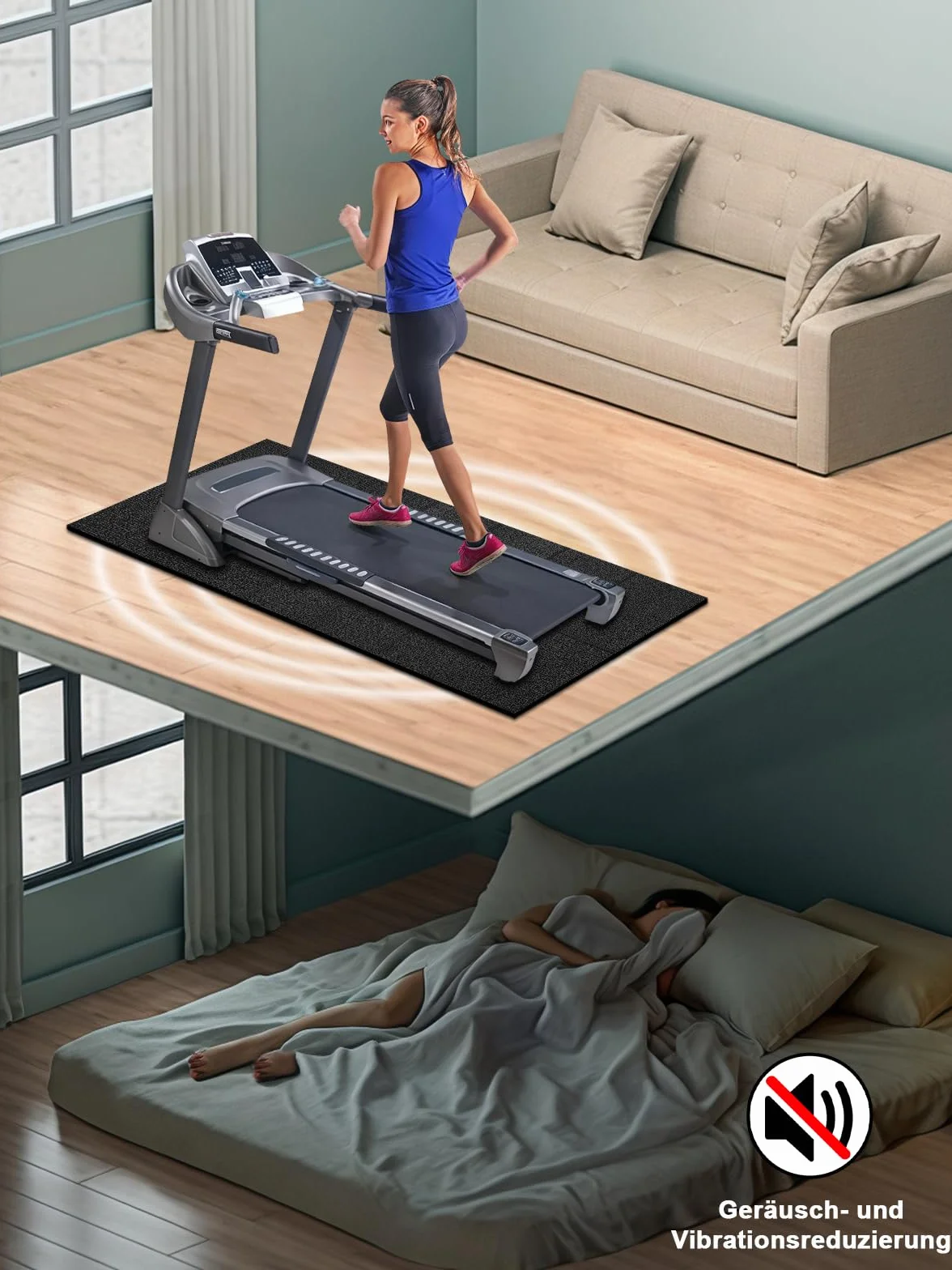 Składana mata ochronna na podłogę do sprzętu fitness, 160 x 75 x 0,6 cm grubości, wysoka gęstość PCW, mata podłogowa do bieżni, eliptycznych trenerów, do treningu domowego