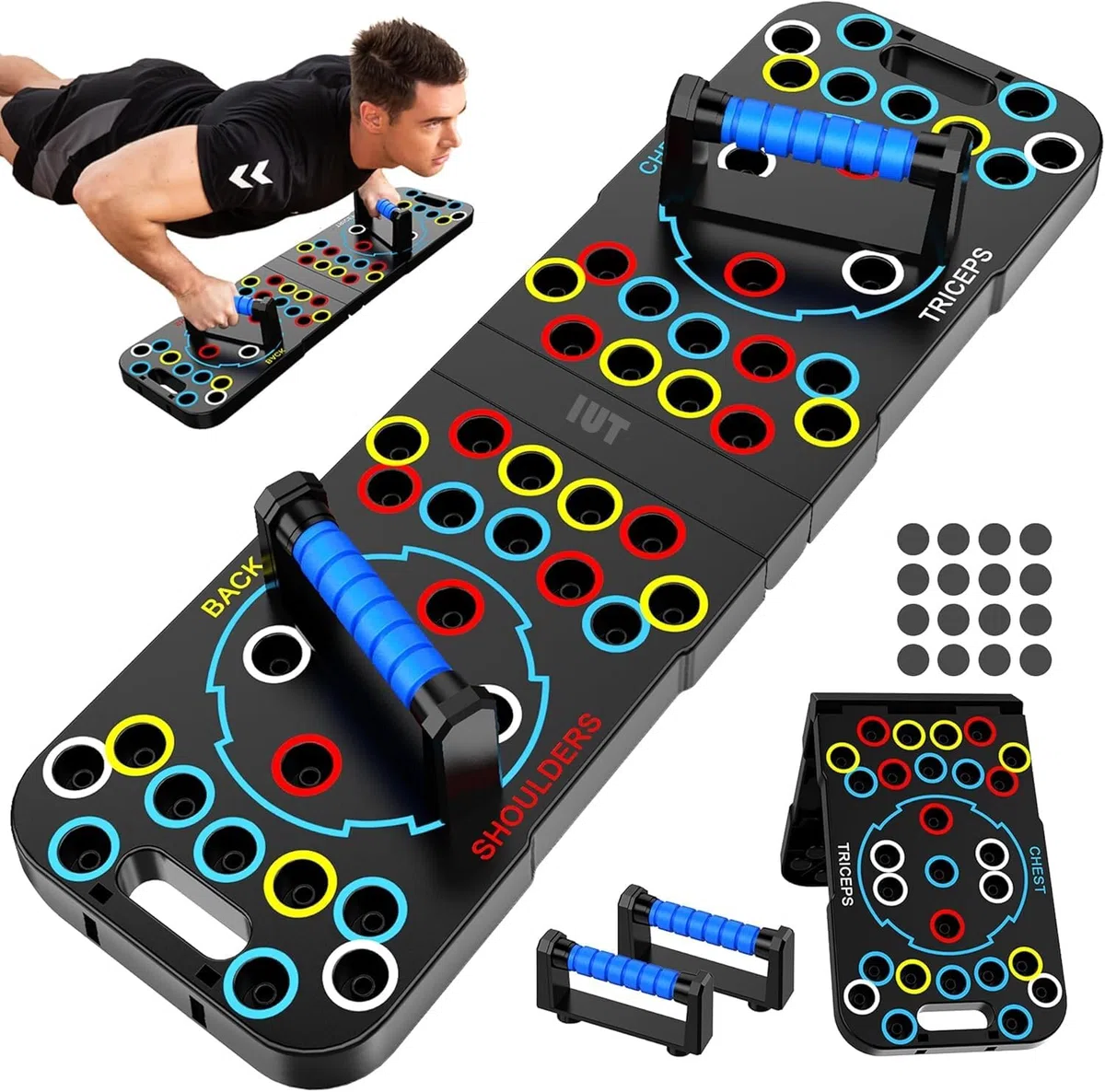 Deska do Push Up 56 w 1, wielofunkcyjna, składana listwa push-up, przenośne uchwyty do pompek podłogowych, wielofunkcyjny zdejmowany drążek push-up, przenośny uchwyt push-up do podłogi, prezent dla