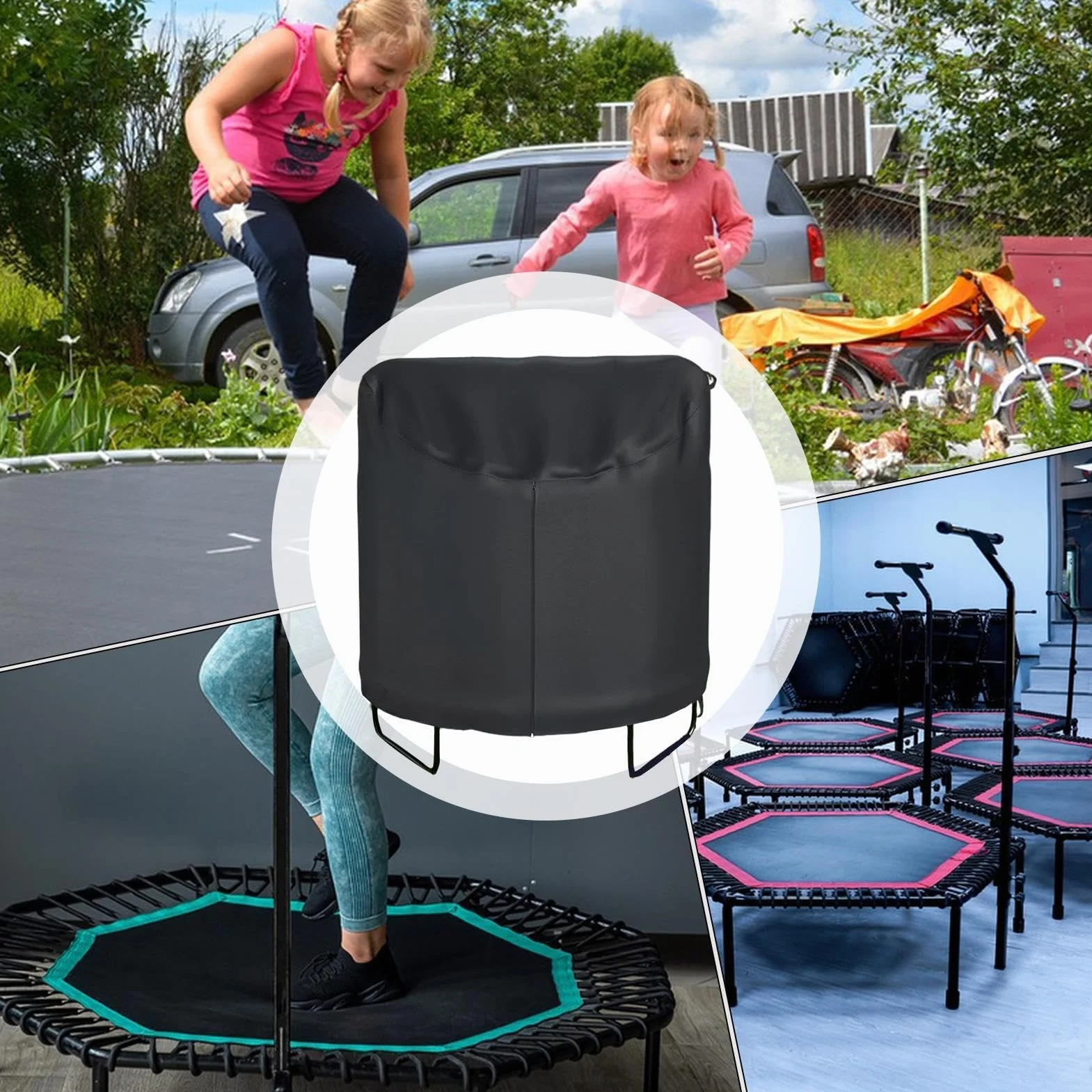 Na Trampolinę - Składane Zadaszenie Z Uchwytem Przeciwwiatrowym | Zamiennik Pokrowca Na Małą Trampolinę - Dla Dzieci Deszcz Słońce I Śnieg Do Ogrodu I Podwórko