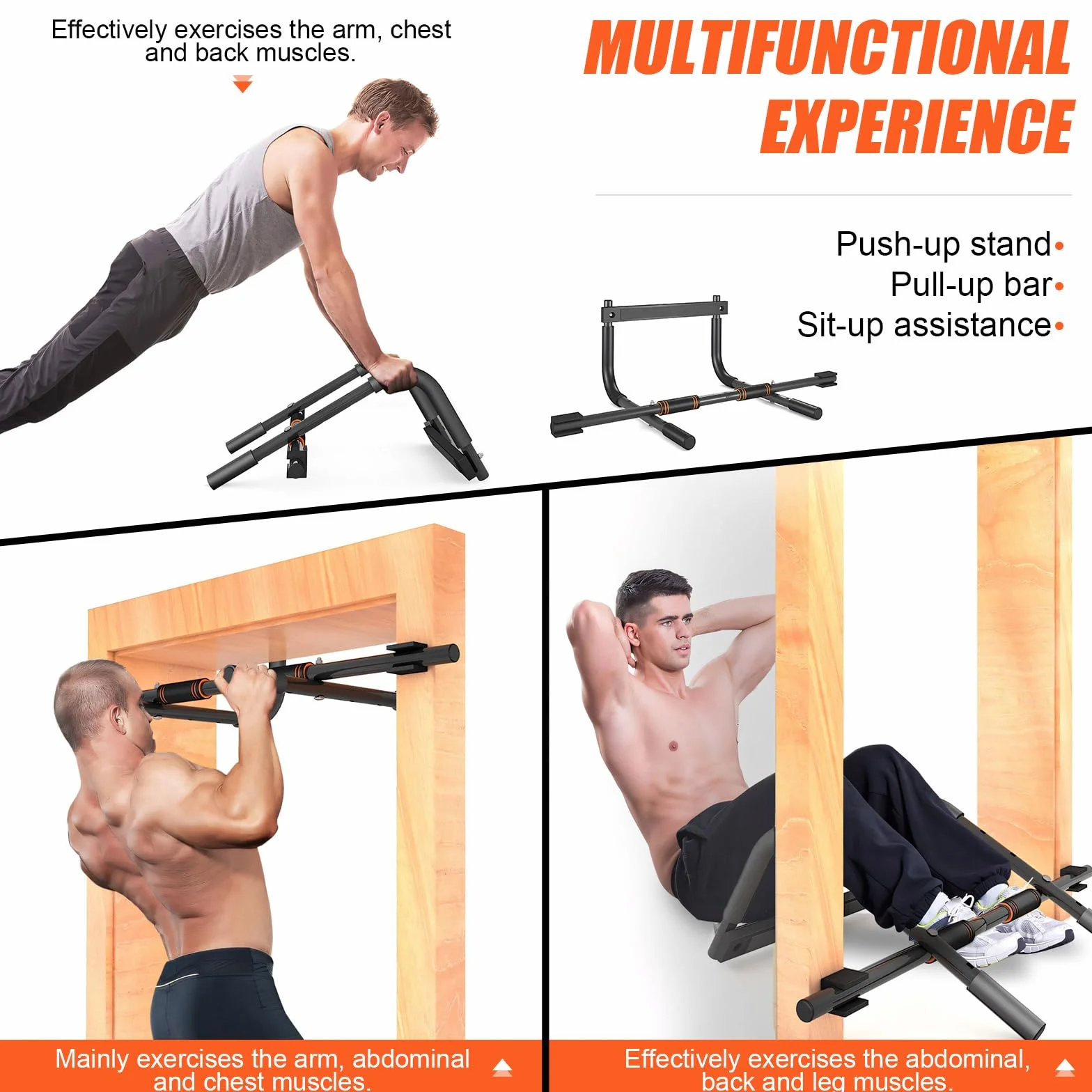 Drążek do podciągania na ramę drzwi, Premium Pull Up Bar do obciążenia do 200 kg, z antypoślizgowymi uchwytami, drążek do podciągania do drążków drzwiowych bez montażu i śrub, do domowej hali