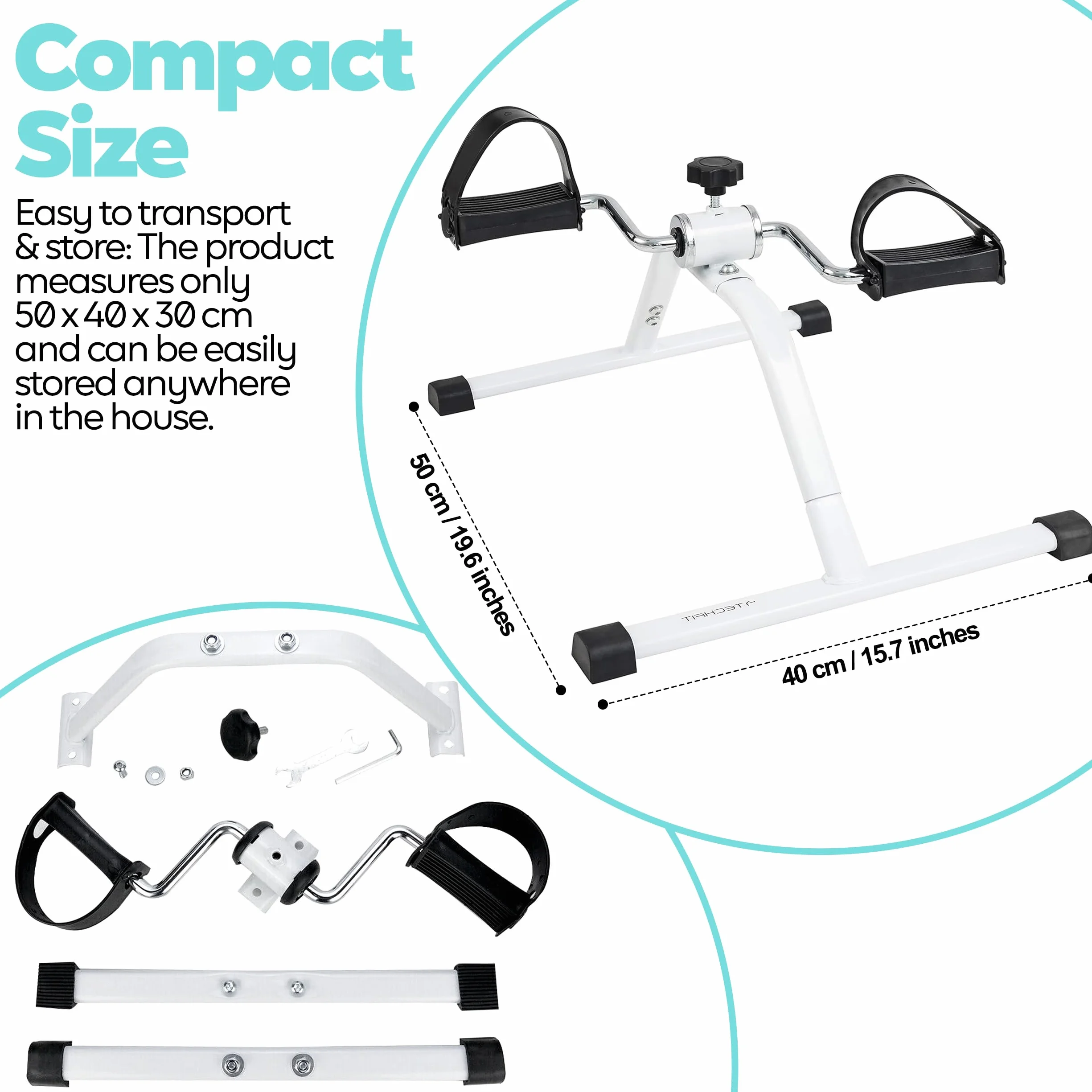 TechFit trenera PED1, mini rower stacjonarny do użytku domowego i biurowego, łatwa maszyna do treningu na ręce i nogi, odpowiednia do lekkiej regeneracji