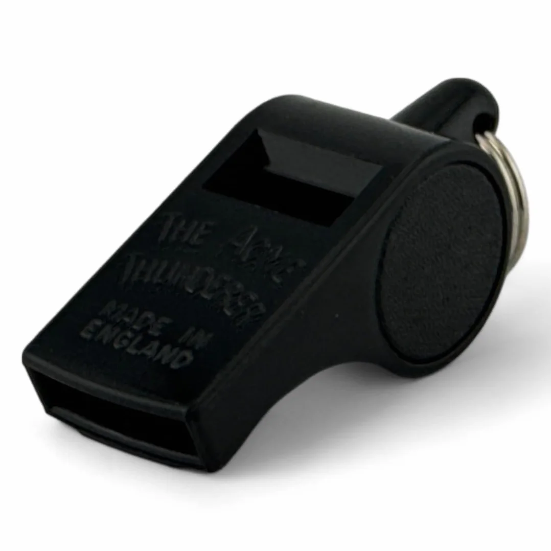 ACME Thunderer gwizdek nr 560 z taśmą do fajki – gwizdek sędziowski, jasny i przenikliwy, czarny