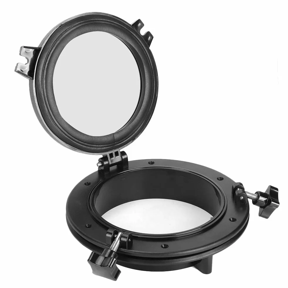 Akozon Bulaj do łodzi 8 w jachtu, okrągłe otwarcie, do jachtu, do łodzi, bulaju, ze szkła hartowanego, 265 mm, biały, do przyczepy kempingowej, łodzi, jachtu, do okien łodzi, bulajów, szkła hartowanego