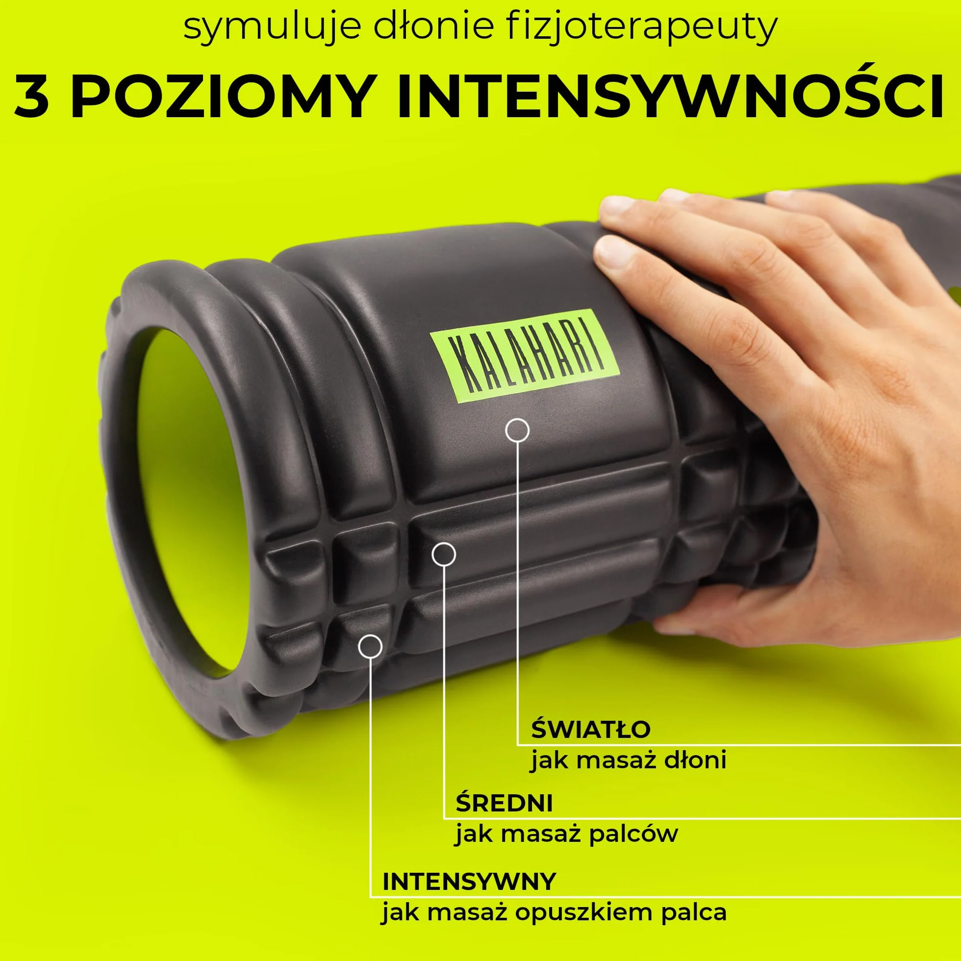 KALAHARI Zestaw Foam Roller 3 w 1 plus Ebook z ćwiczeniami - Wałek do masażu powięzi, Podwójna Piłka, Piłka z kolcami Jeż i wygodna Torba - Terapia Punktów Spustowych i Masaż Mięśniowo-Powięziowy
