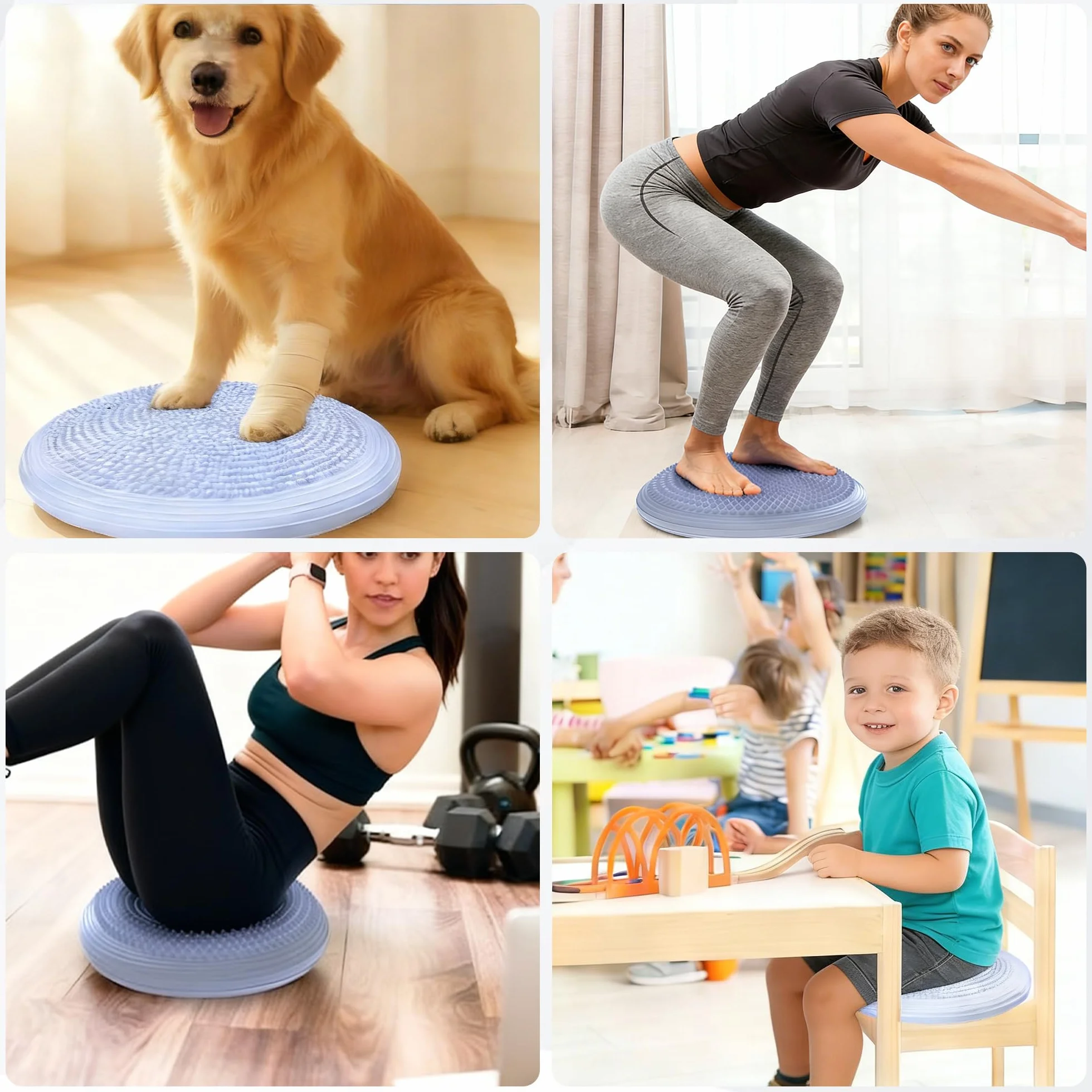 Poduszka balansowa z pompką, średnica 34 cm, nadmuchiwana mata balansowa, mata do masażu z poduszką powietrzną, odpowiednia do ćwiczeń fitness i pilatesu
