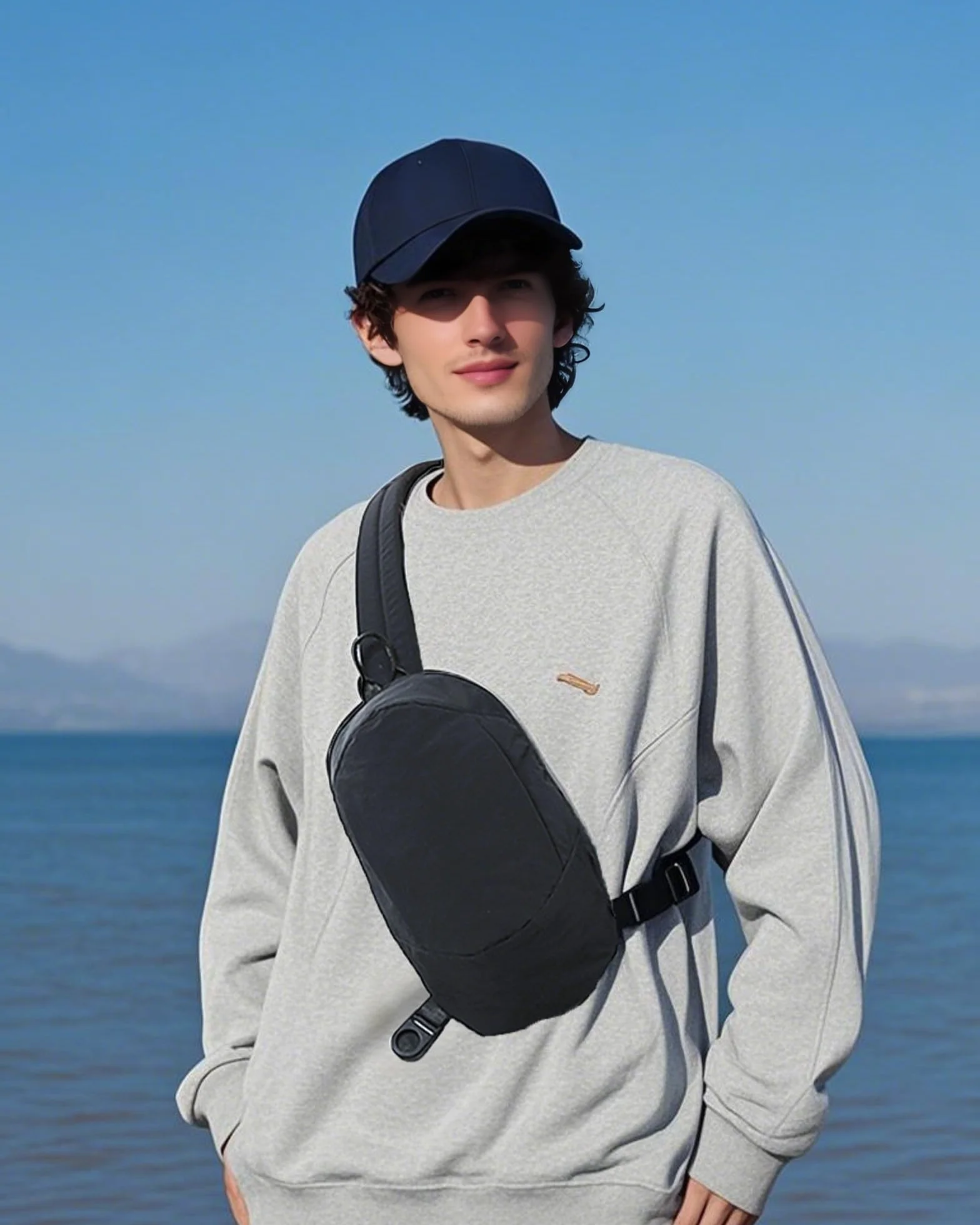 Torba na ramię Plecak Mały Sling Bag Crossbody Bieganie Torba na siłownię Antykradzieżowa Kobiety Mężczyźni Praca Zakupy Podróże, czarne