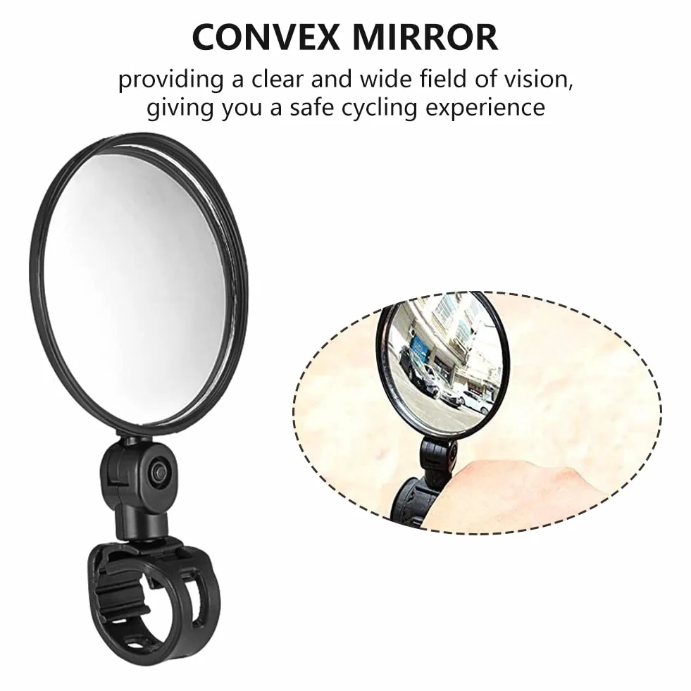 Lusterka rowerowe HD wypukłe 360° 2 sztuki czarne 8 cm