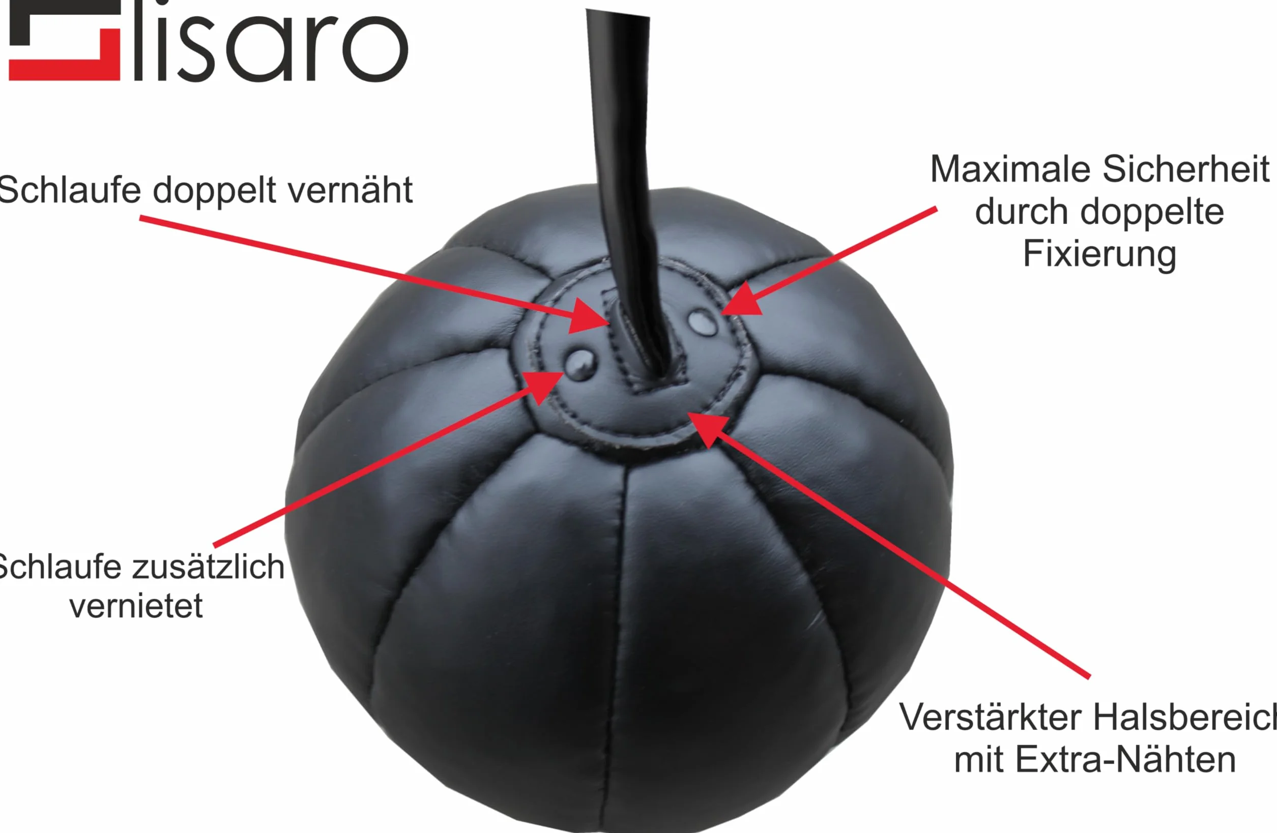 lisaro Piłka do rzucania ze skóry PU, kolor czarny, średnica ok. 18-20 cm. Rozmiar 1500 g