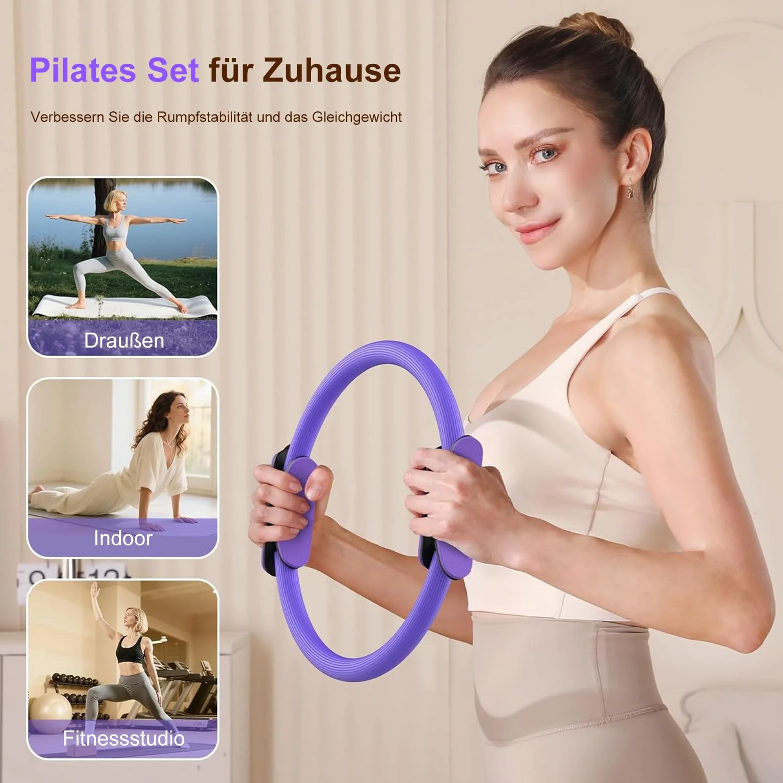 Zestaw do pilatesu 13-częściowy z piłką do jogi, paskiem, taśmami fitness, skarpetami, plakatem i torbą