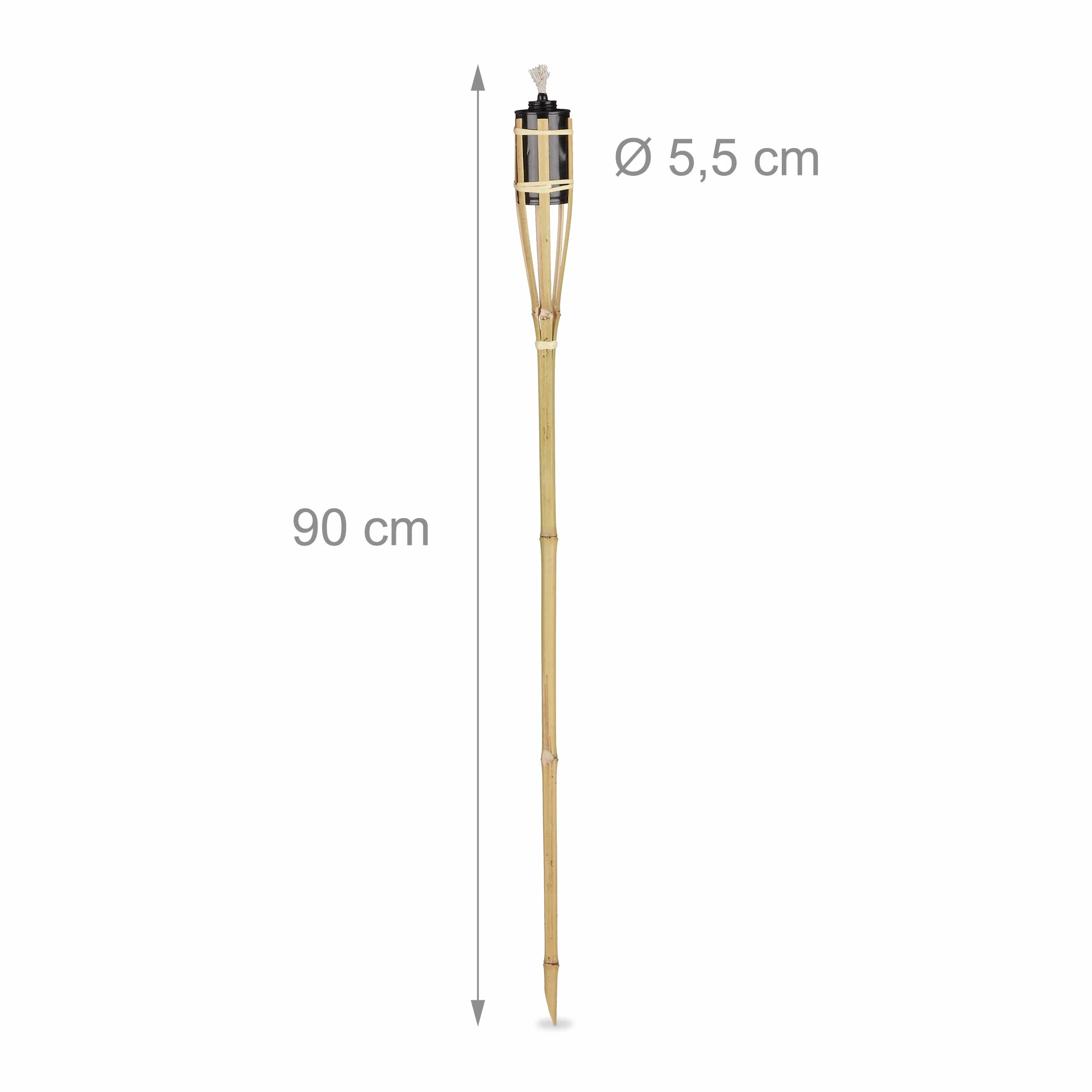 Relaxdays 20 x pochodnia ogrodowa w zestawie, pochodnie olejowe z bambusa, z knotem, nastrojowe pochodnie do użytku na zewnątrz, dekoracja, wysokość: 90 cm, kolor naturalny