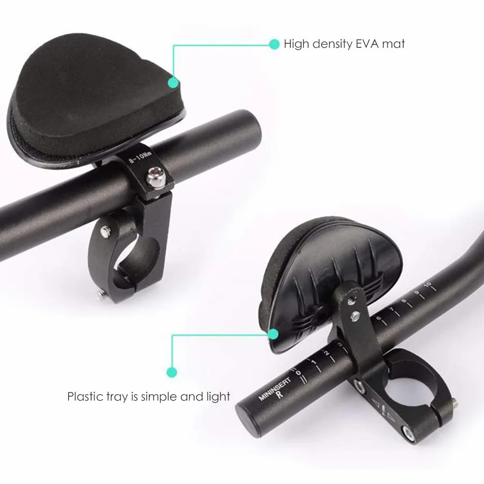 Kierownica Aerobars, Podpórka Rowerowa Triathlon ze Stopu Aluminium Poduszki z Gąbki Regulowane ramię z Podkładkami Pasuje do Kalibru 31,8 26 25,4 (Black)
