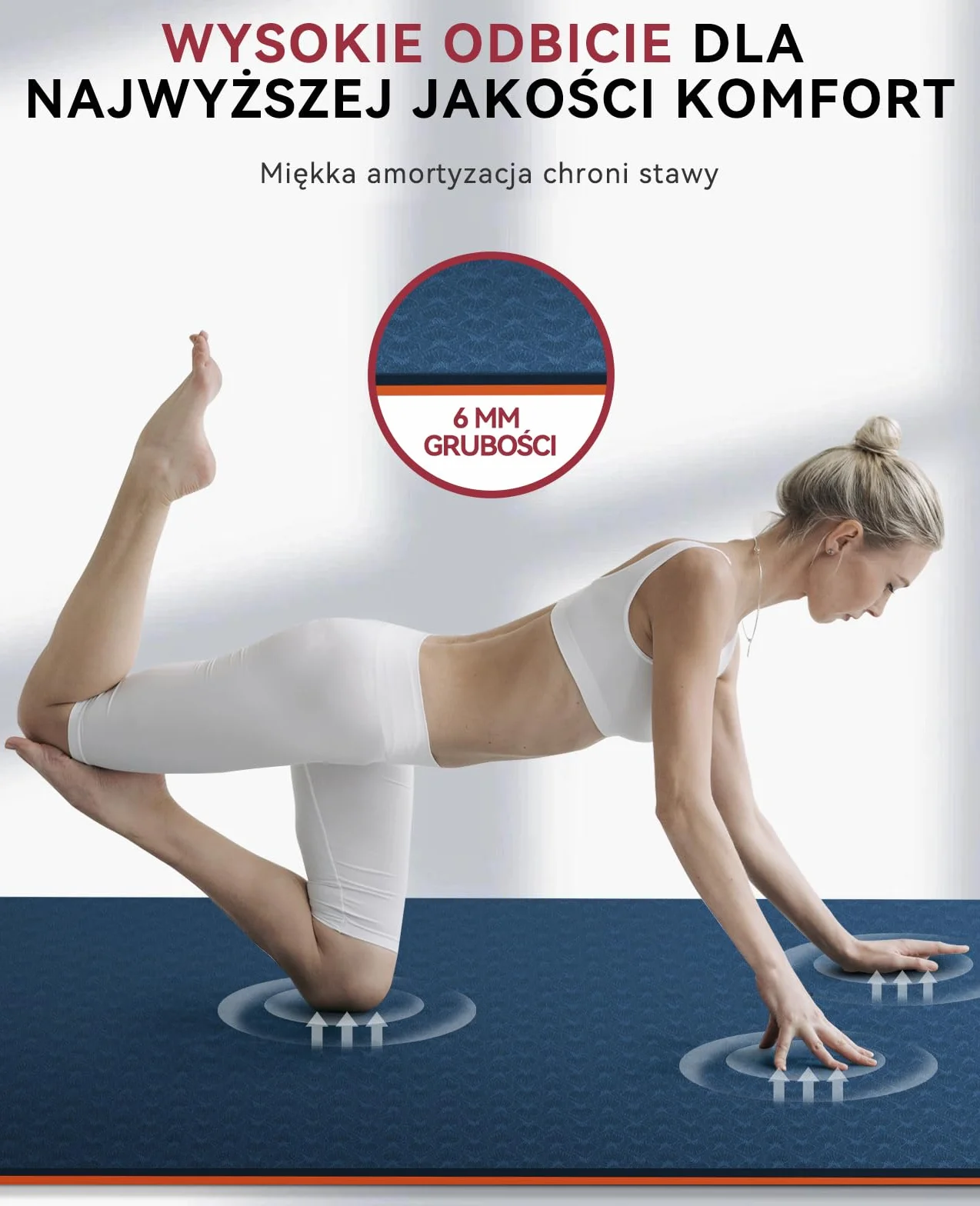Mata do jogi HAPBEAR XXL 183×91 cm 6 mm antypoślizgowa TPE z taśmami oporowymi i torbą