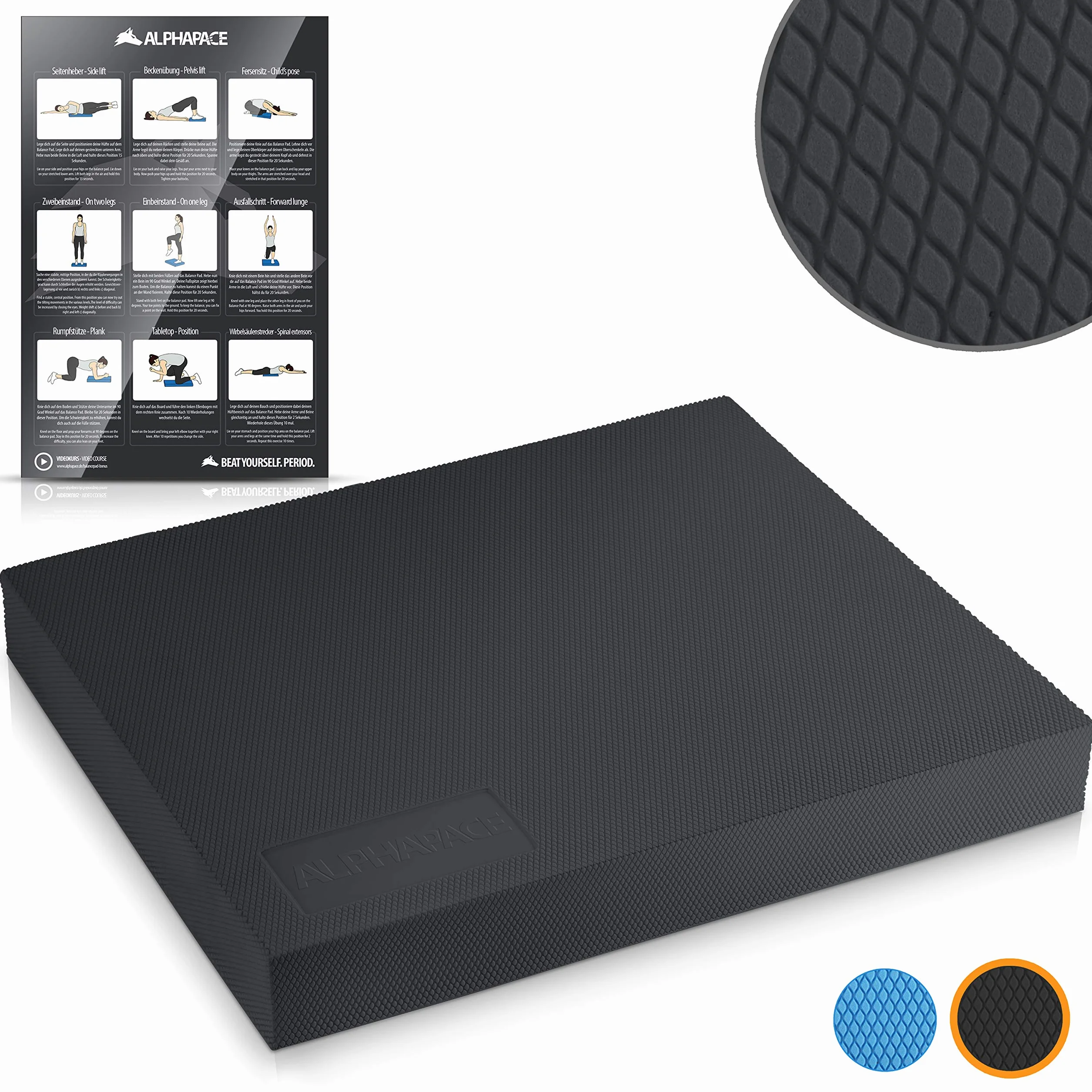 ALPHAPACE Balance Pad – podkładka balansowa z plakatem ćwiczeń, poduszka do treningu całego ciała