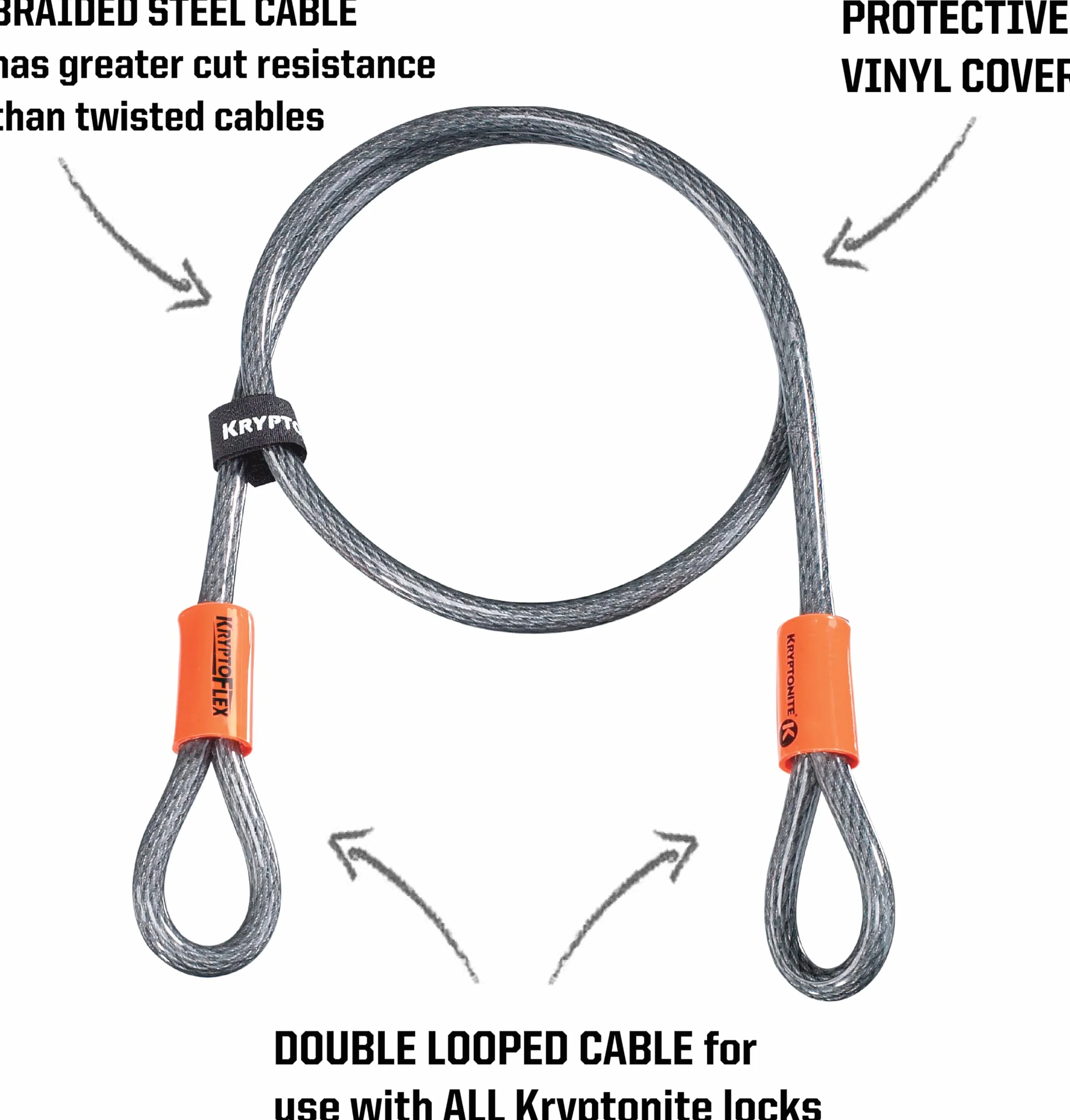 Kryptonite kabel ze szlufką Krypto Flex 213 cm, ⌀10 mm, szary
