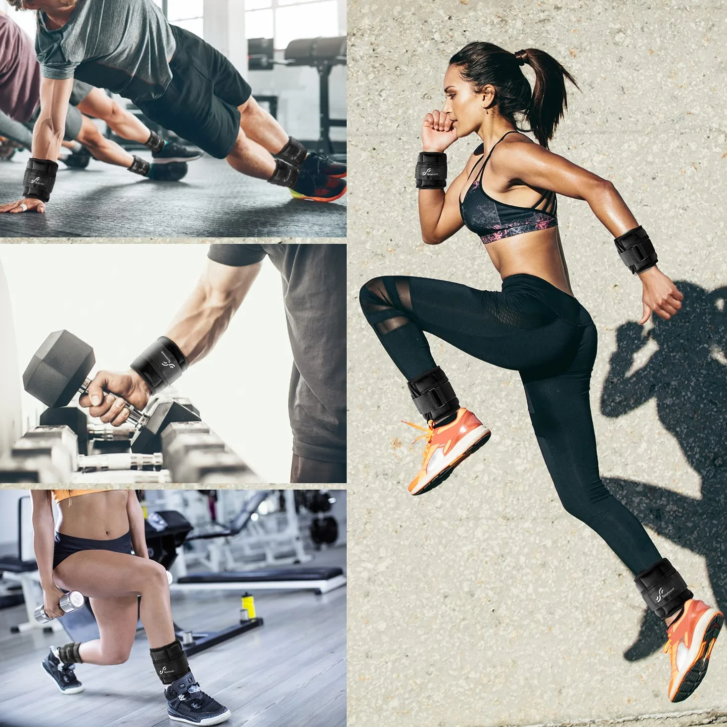 Sportneer Regulowane Ciężarki na Kostki 0,45-2,25 kg Zestaw z Paskiem na Nadgarstek