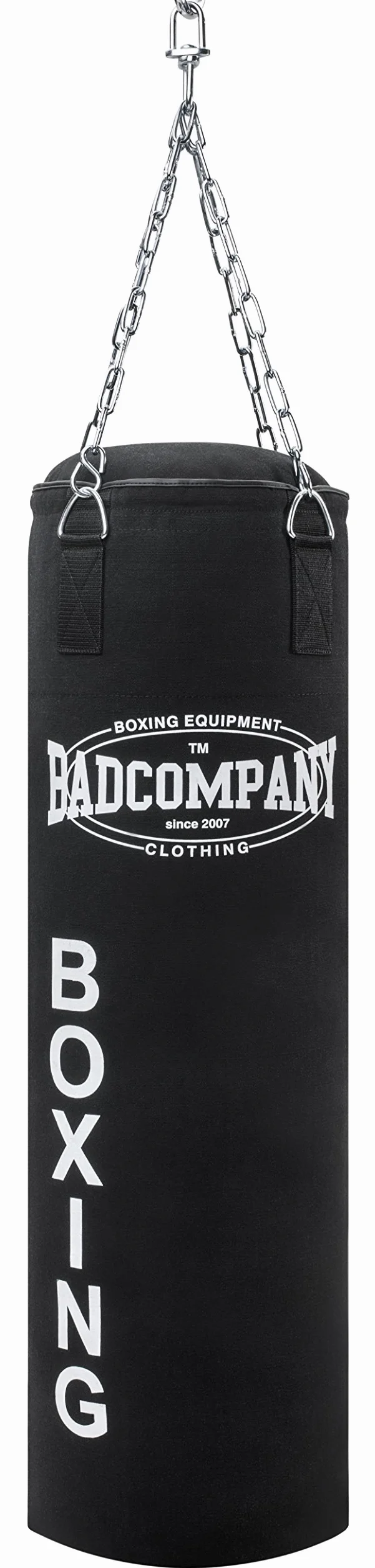 Bad Company Worek bokserski z łańcuchem stalowym Heavy Duty I Canvas Punching Bag, wypełniony/niewypełniony I 80 x 30 cm I 100 x 30 cm