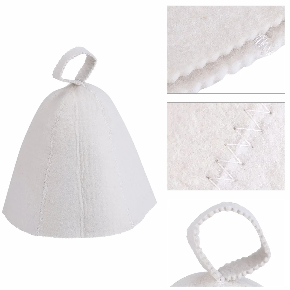 Kapelusz do Sauny Czapka Filcowa 100% Wełniana Biała 22 cm