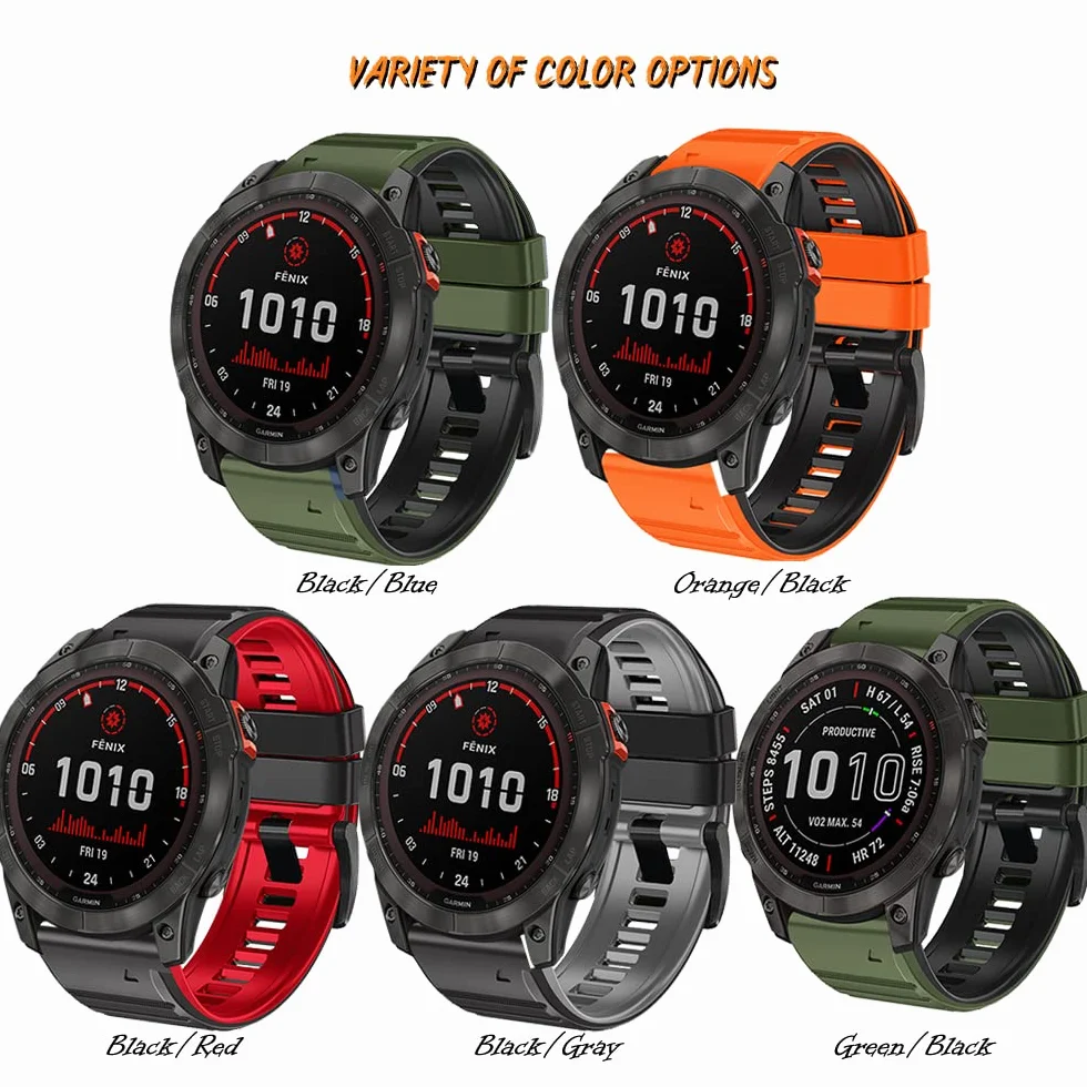 Pasek QuickFit 26 mm do Garmin Fenix 7X, Fenix 6X, silikonowa opaska wymienna