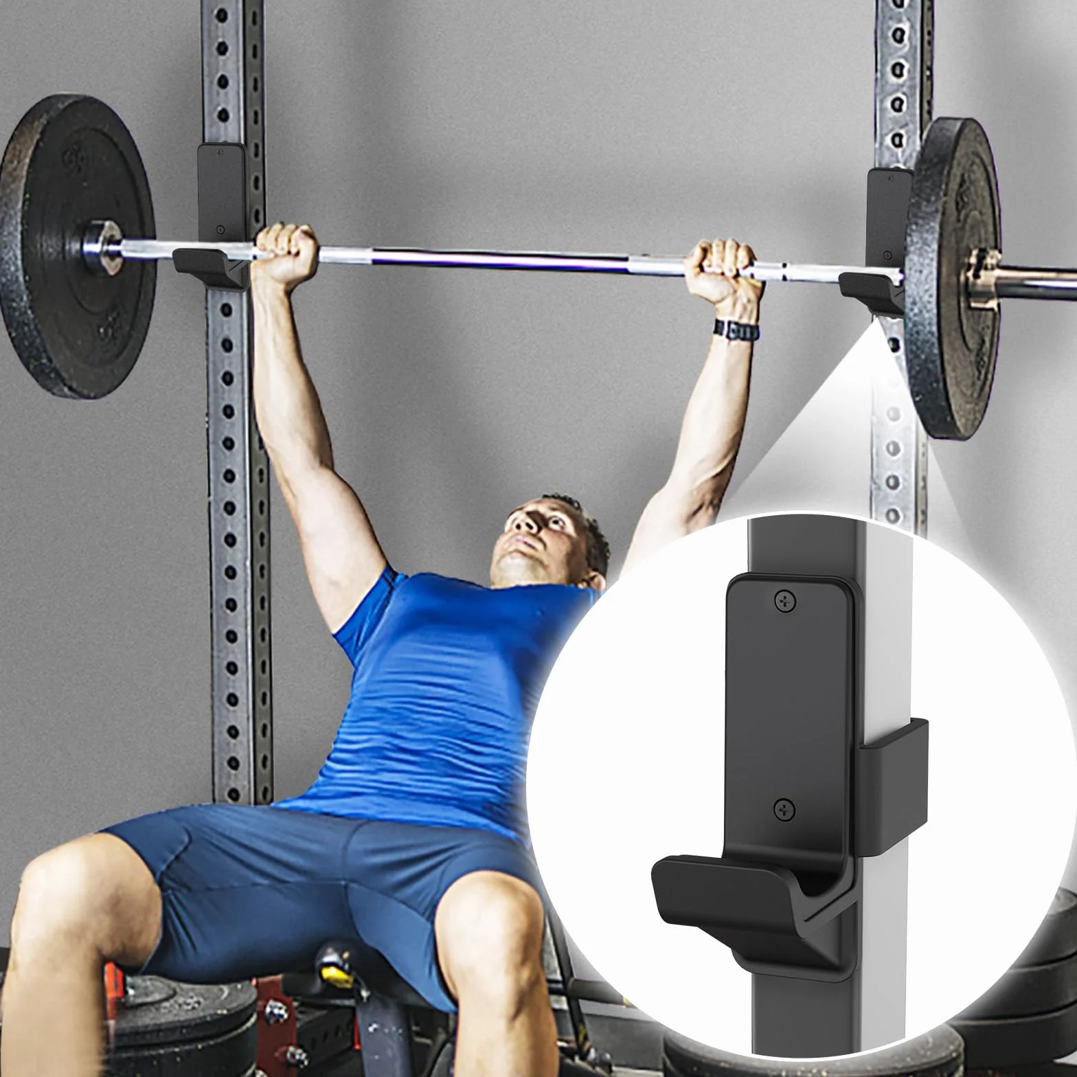 Kipika Haczyki J do stojaka Power Rack 5 cm x 5 cm - dolne wzmocnione stalowe haczyki z gumową podkładką - zestaw 2 szt